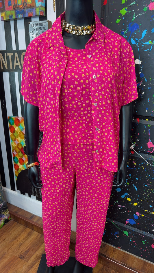 Vintage Three Piece Pink & White Polka Dot Pants Set (16)