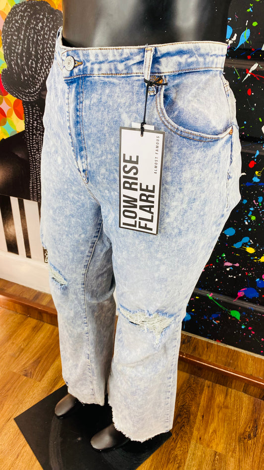 Almost Famous Acid Washed Distressed Jeans