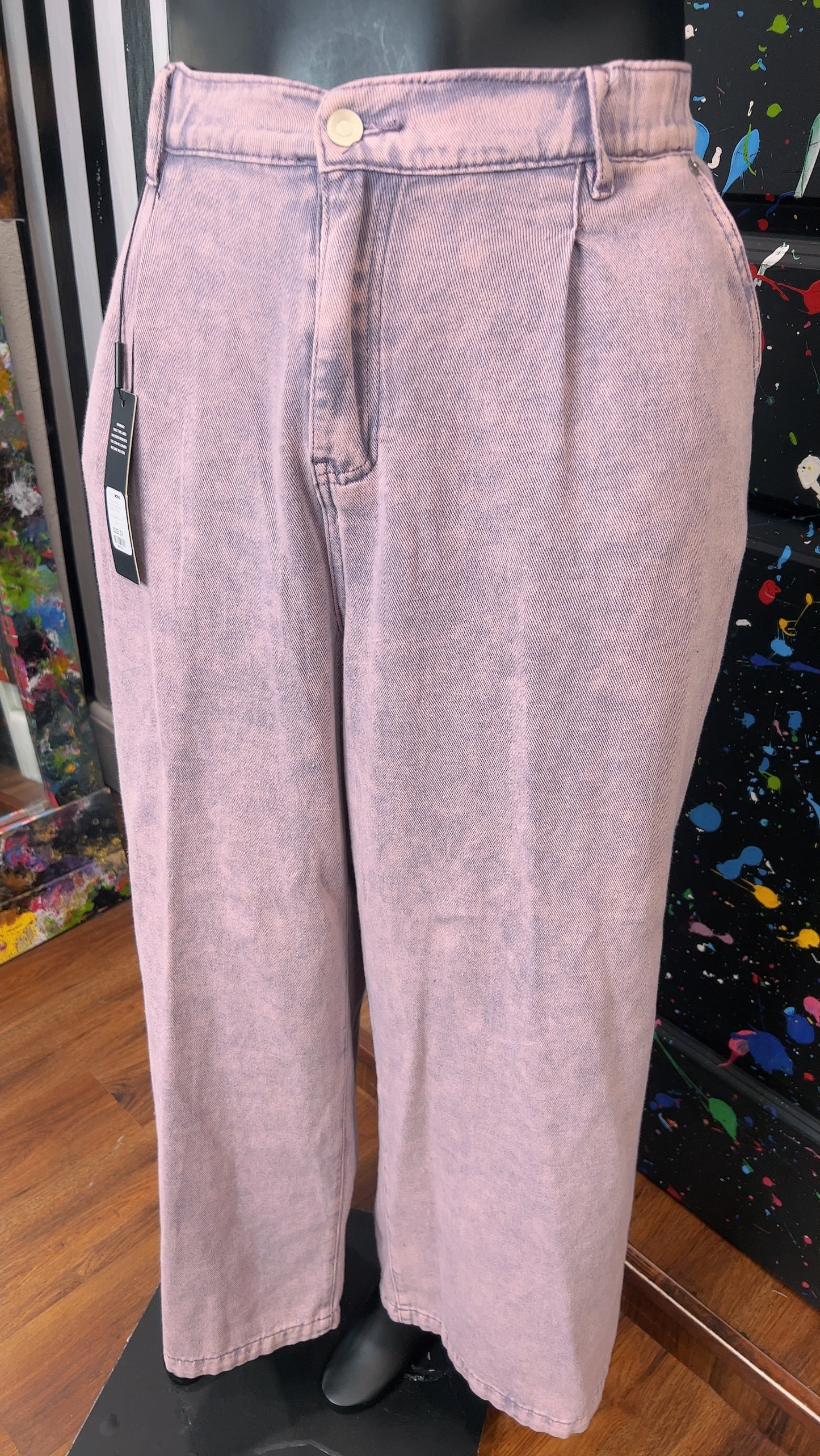 Wide Leg Purple Pleated Stonewash Jeans New w/Tags (16)