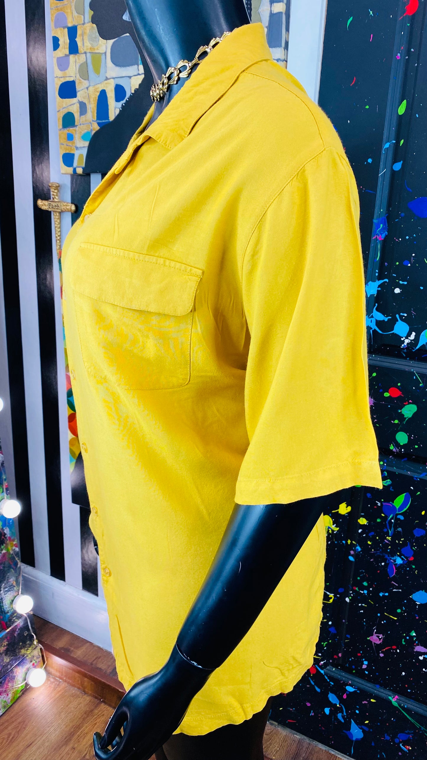 Gold Short Sleeve Blouse