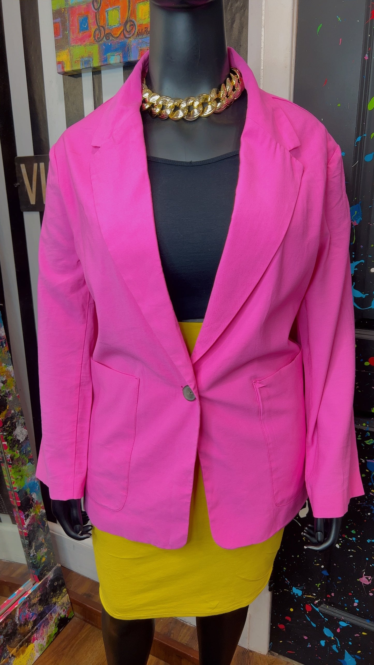 Vintage Inspired Pink Oversized Blazer (24)