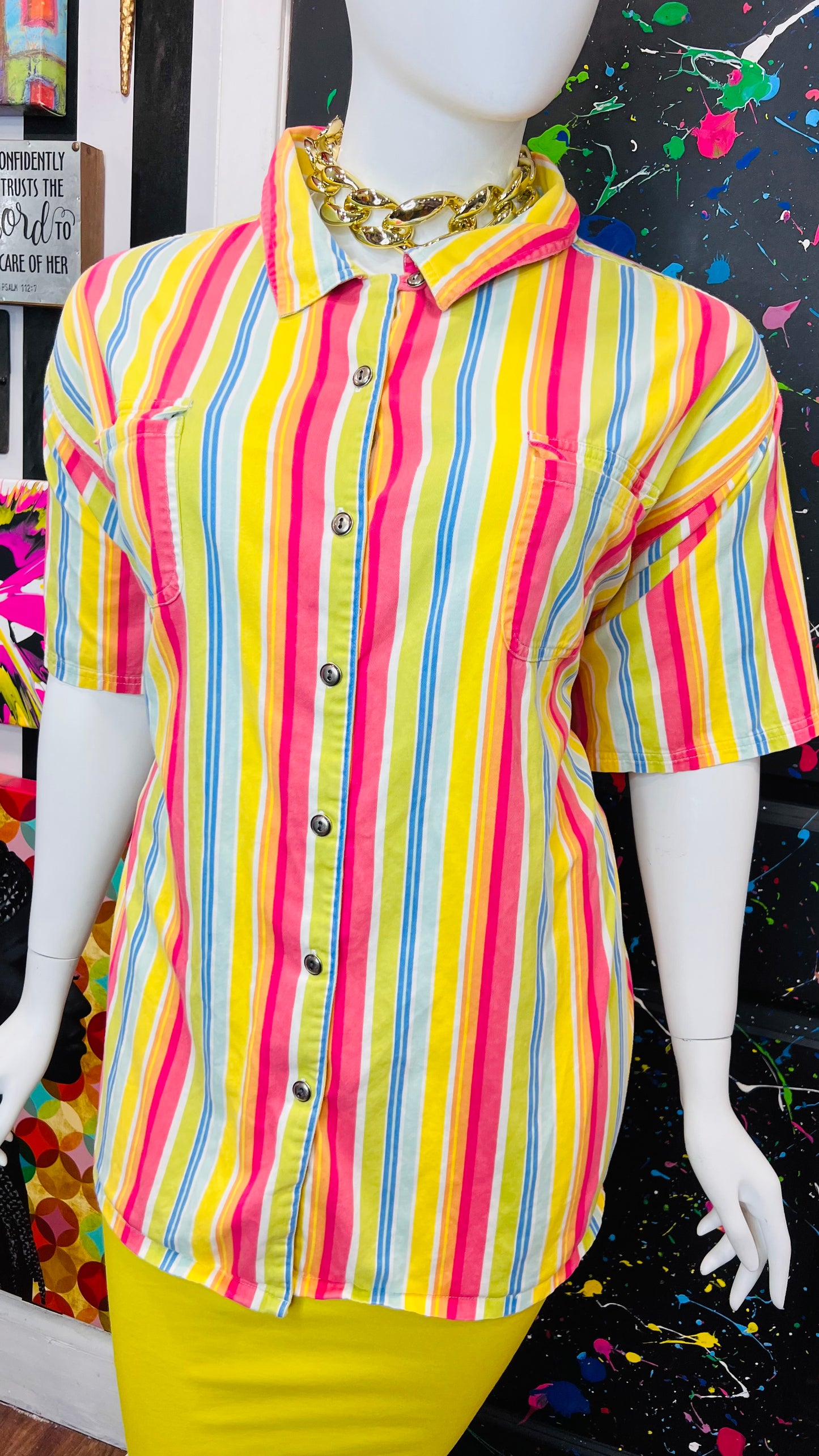 Vintage Denim Striped Blouse (28)