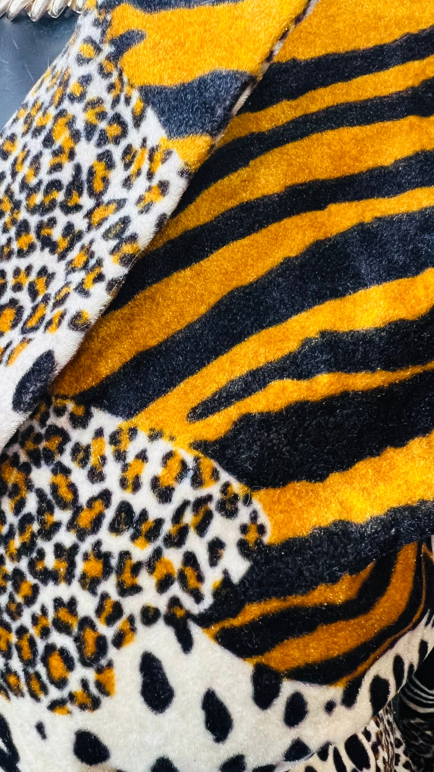Vintage Faux Fur Mix Animal Print Double Breasted Blazer
(20W)