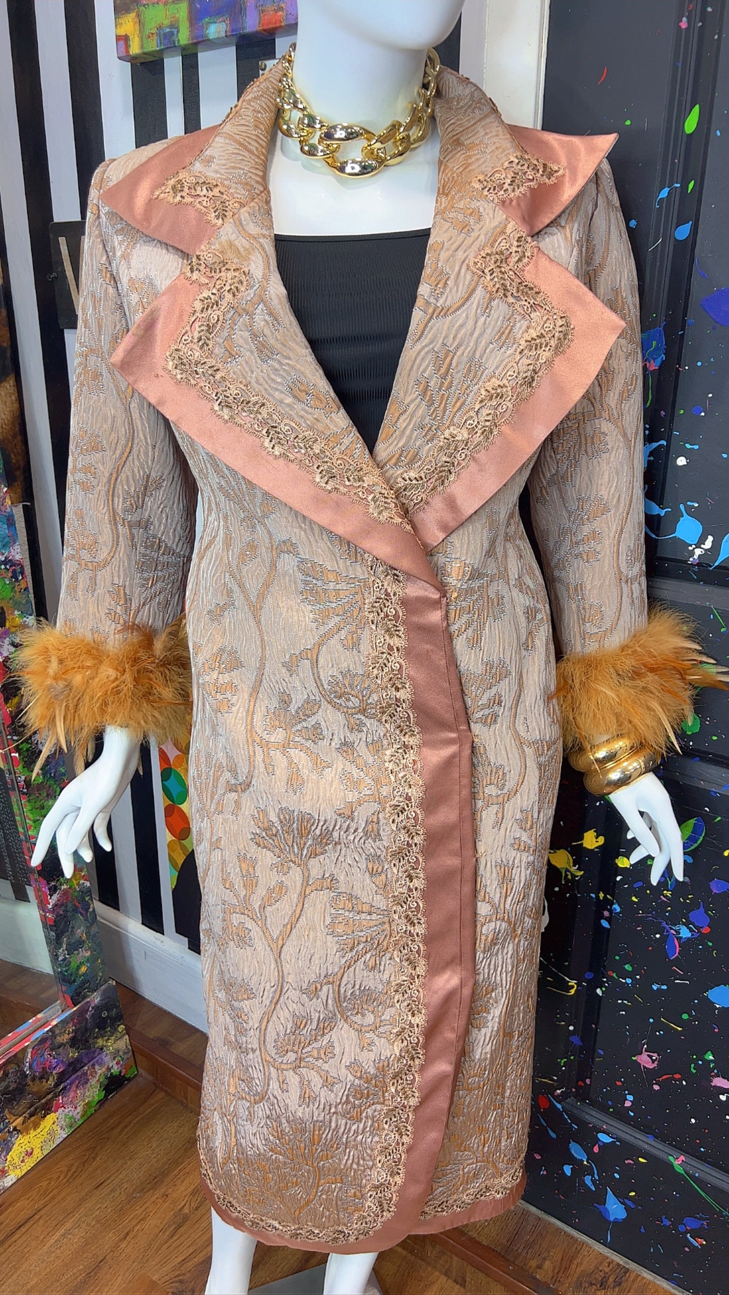 Vintage Long Statement Couture Blazer w/ Faux Fur (16)