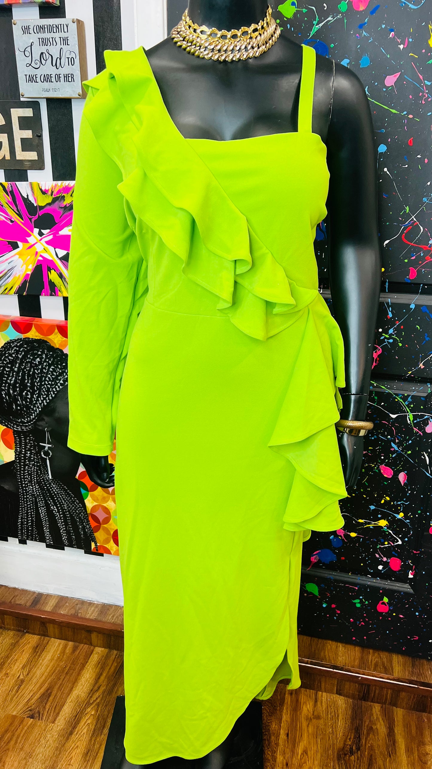 Green One Shoulder Ashley Stewart Dress- New with Tags (22/24)