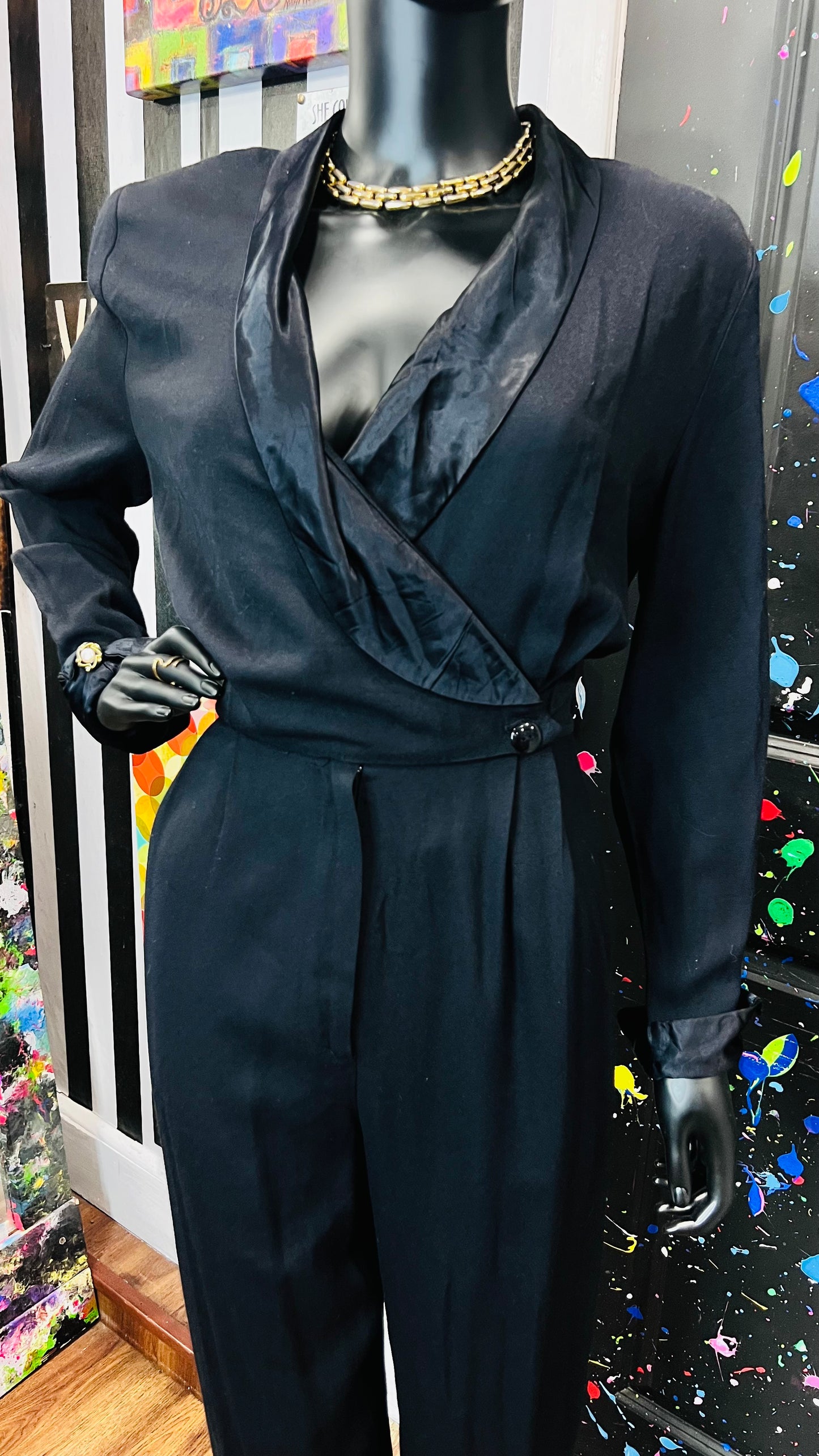 Plus Size Vintage Black Jumpsuit (14P)