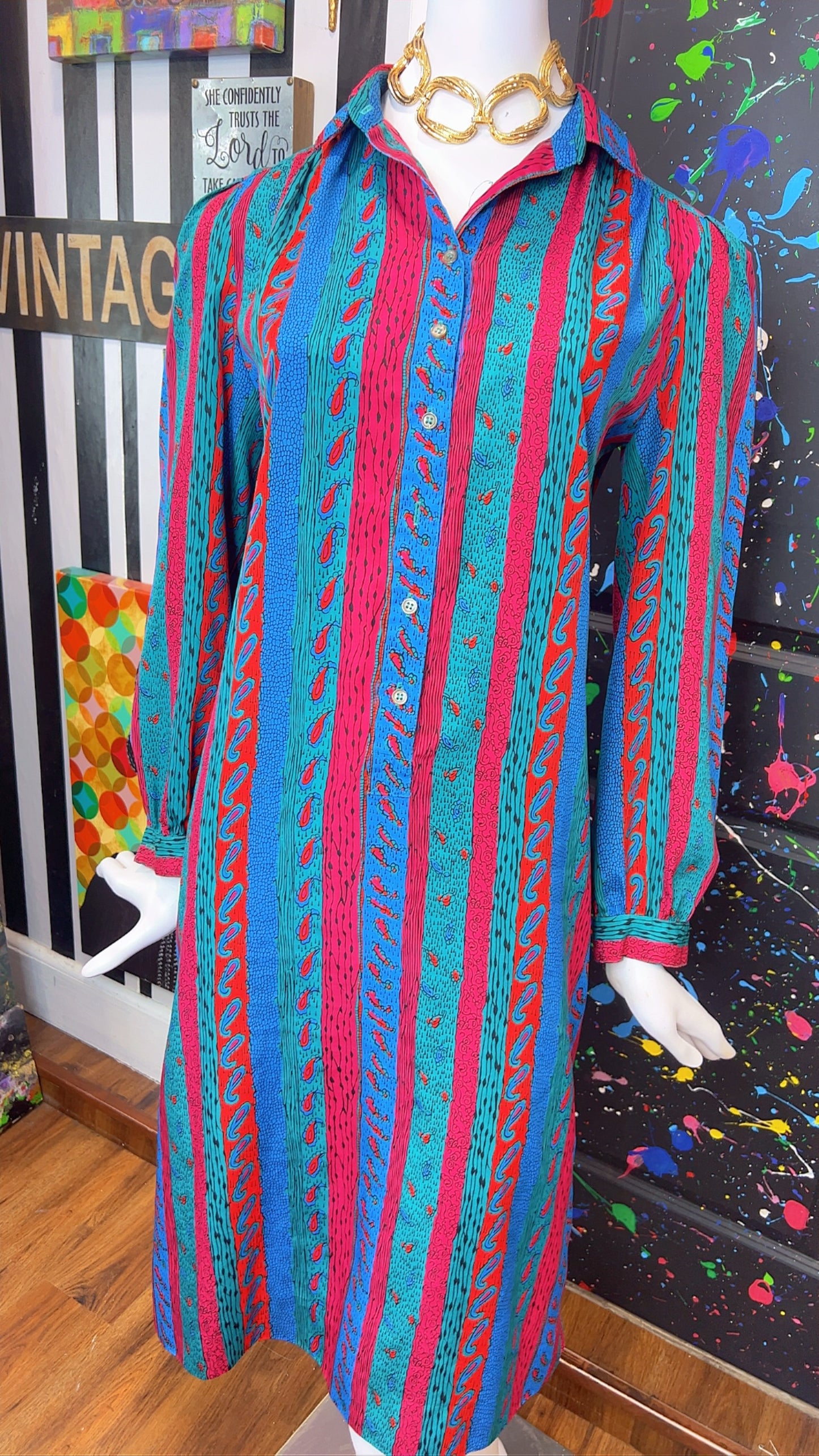Vintage Paisley Print Dress (14)