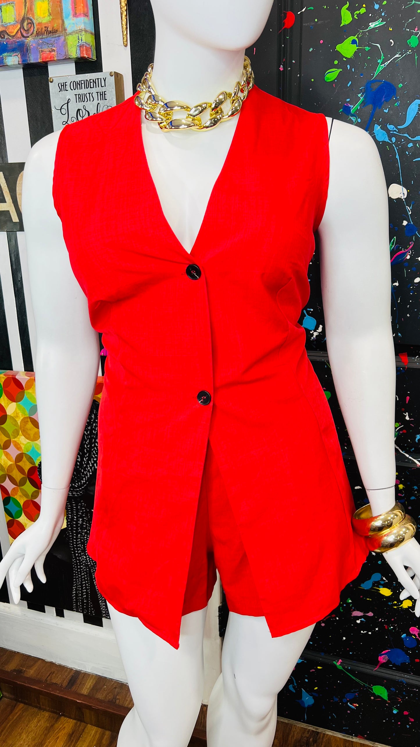 Red Vest & Shorts Set (16)