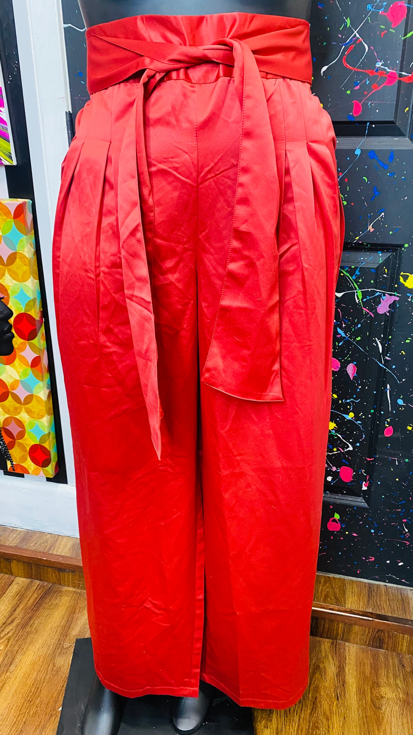 A.S Wide Leg Pleated Red Wine Pants (26)