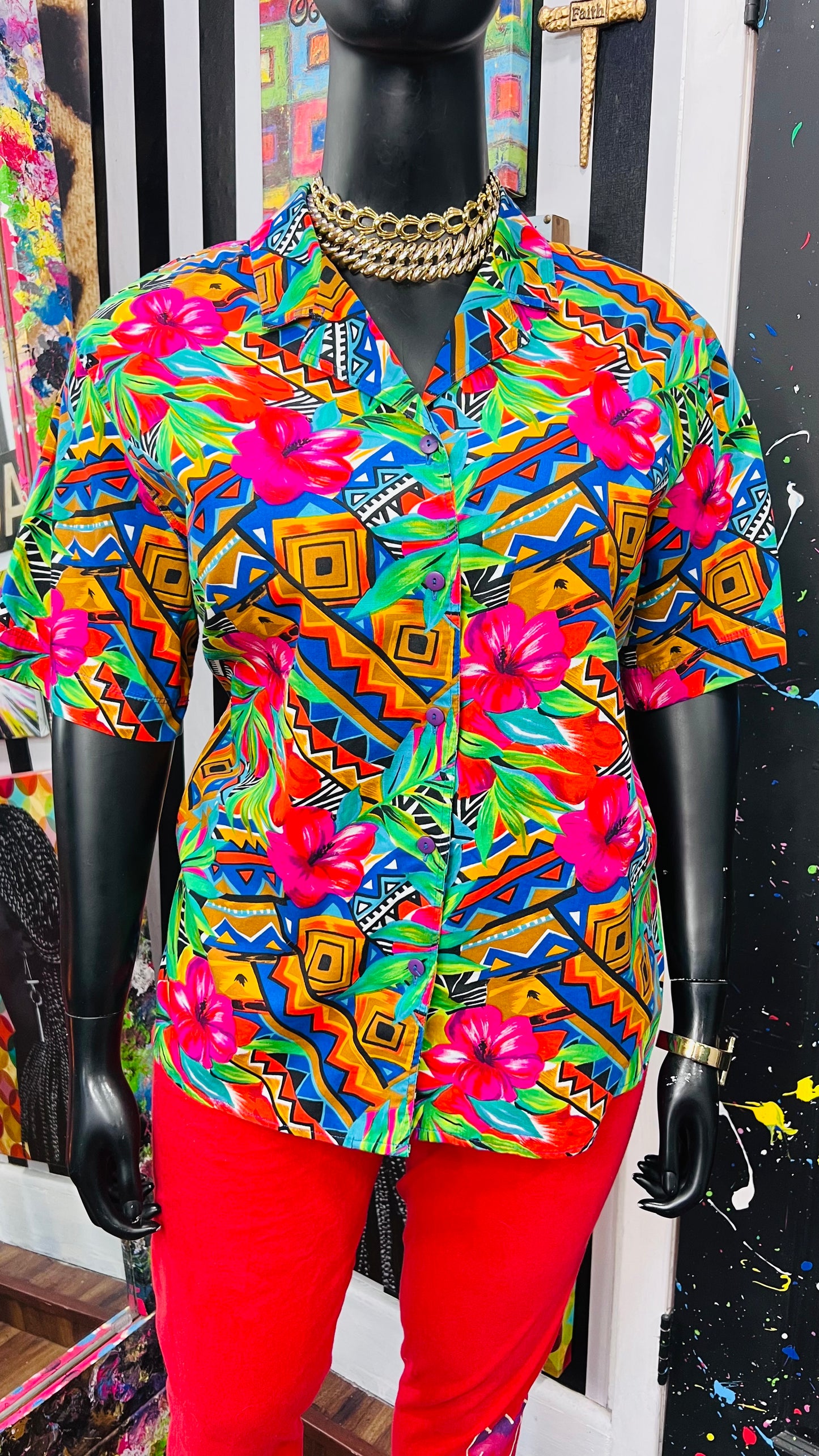 Vintage Abstract Cotton Blouse (22)