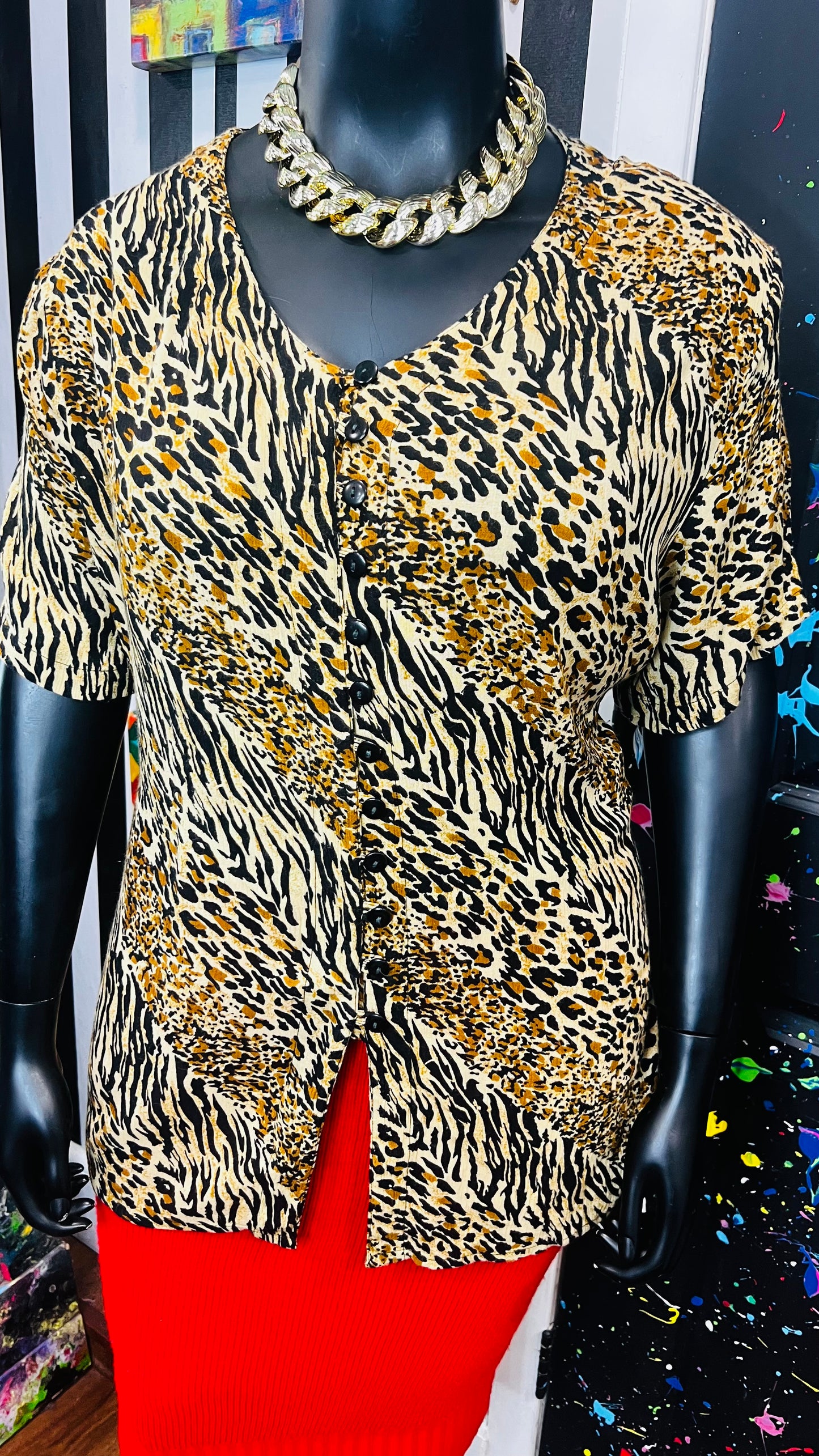Vintage Rayon Animal Print Blouse (20)