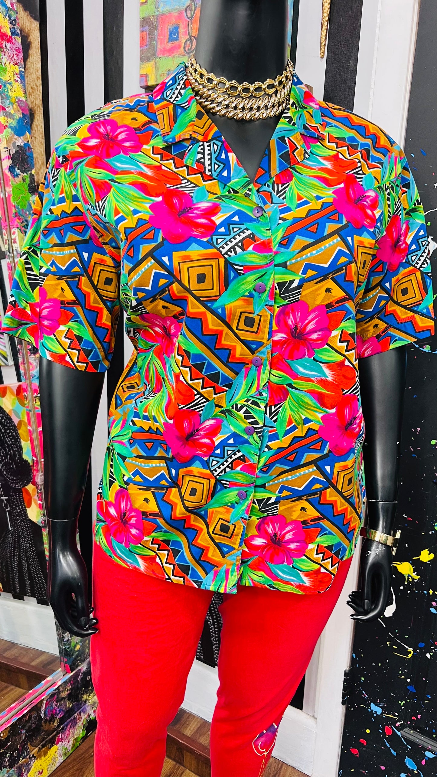 Vintage Abstract Cotton Blouse (22)