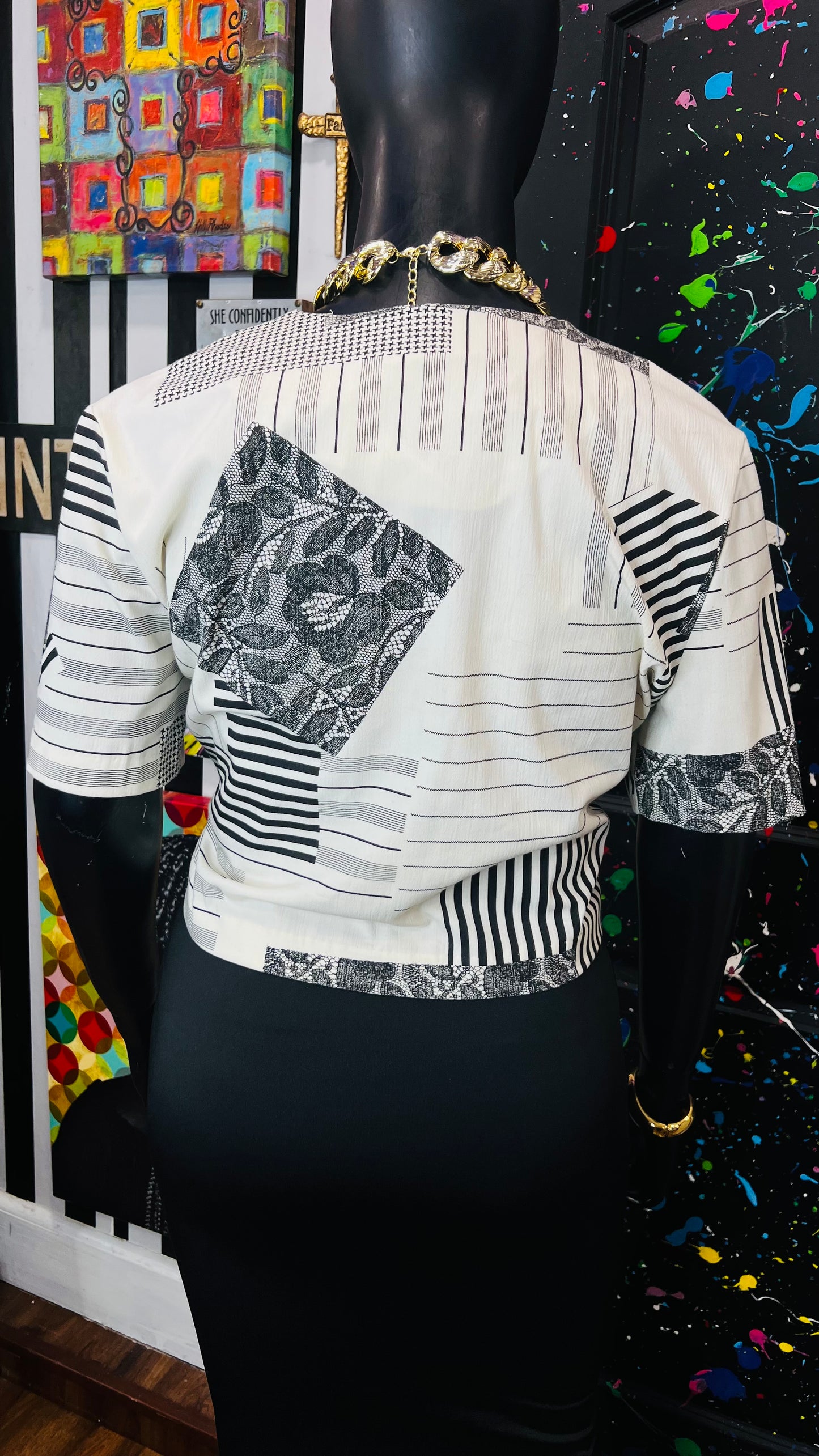 Vintage Cropped Piano Blouse (14)