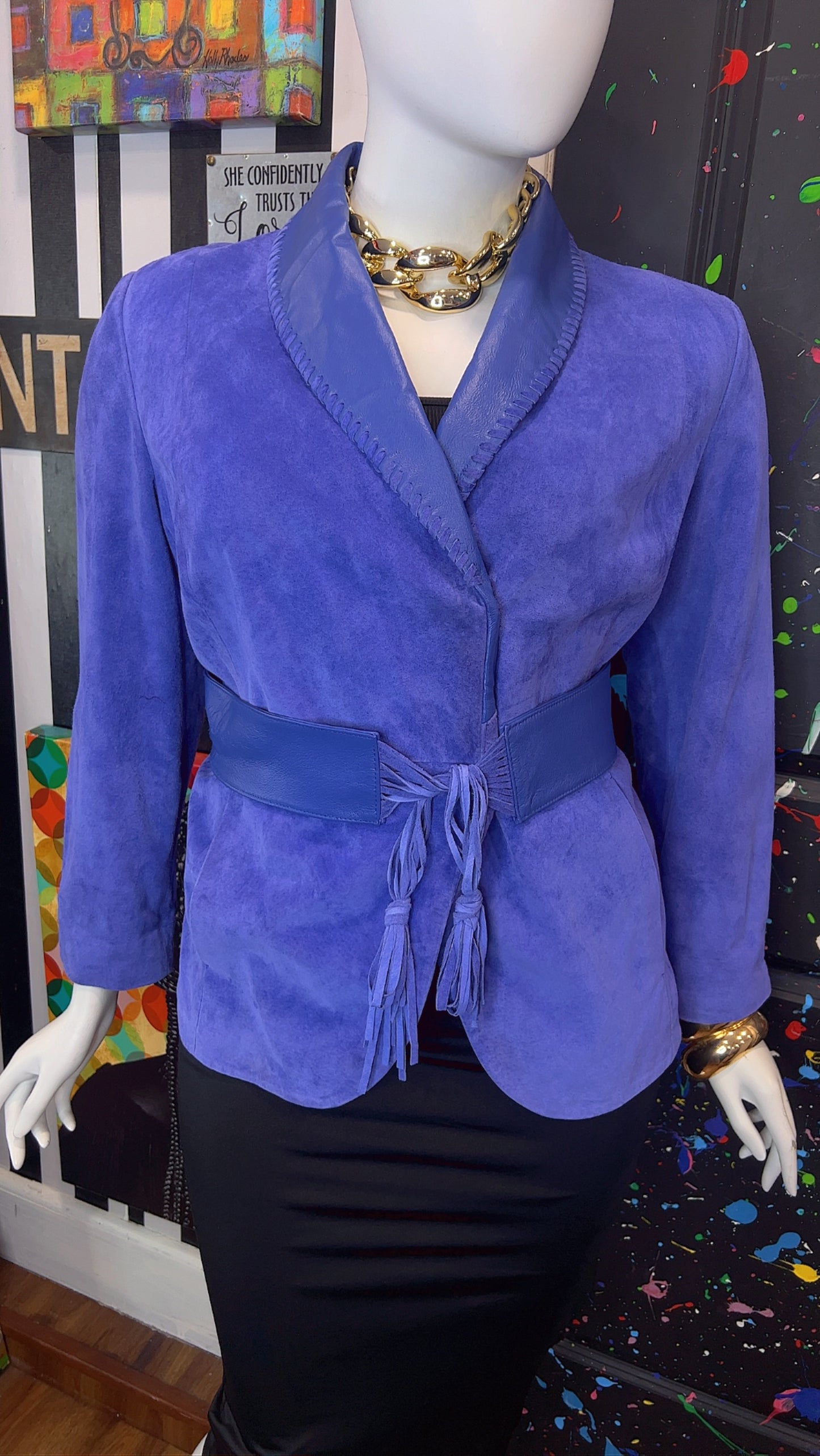 Vintage Suede Leather Jacket with Belt (18)