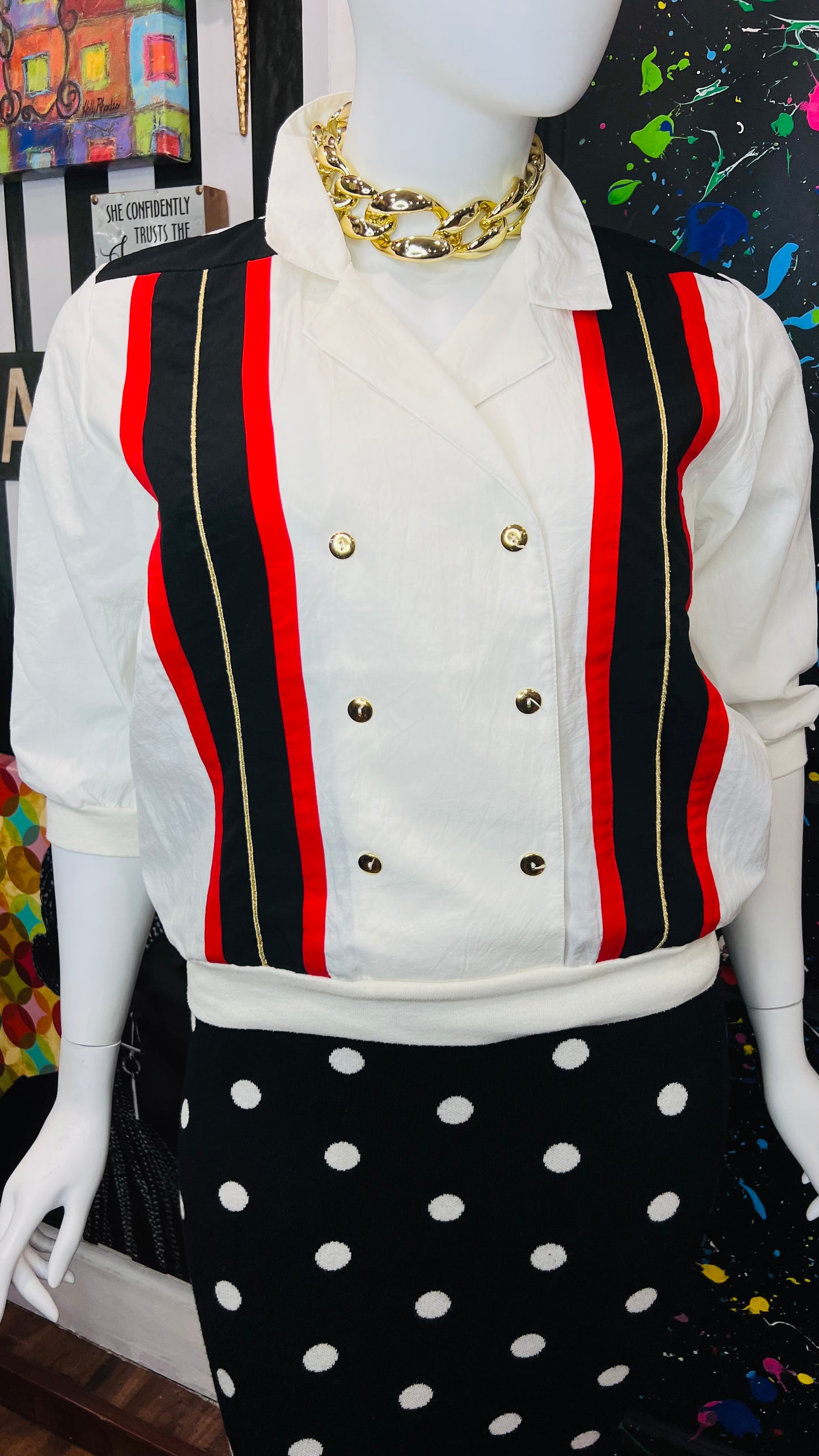 Vintage Red, Black Gold & Blouse (16)