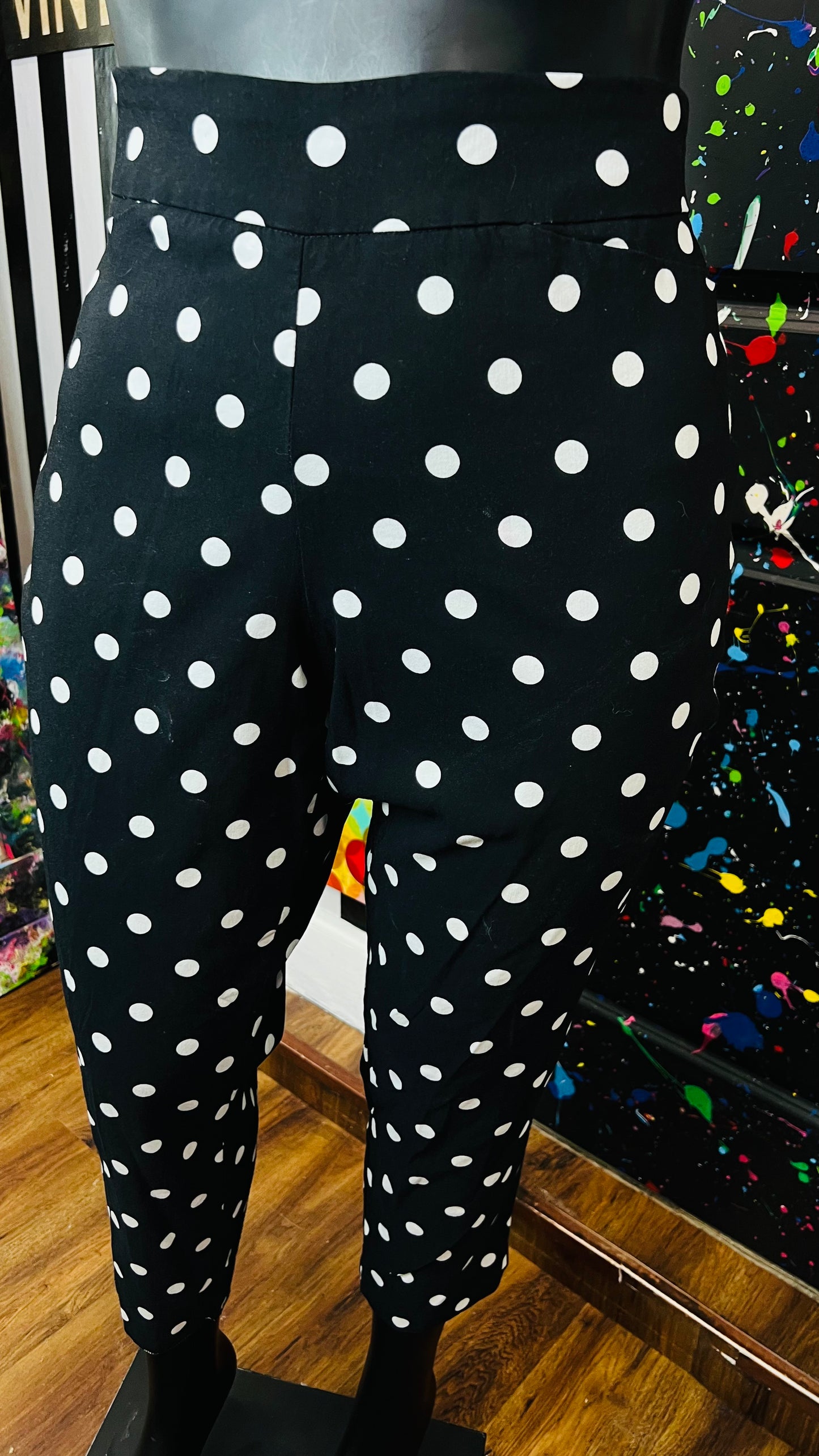 Black & White Polka Dot Stretch Pants (20W)