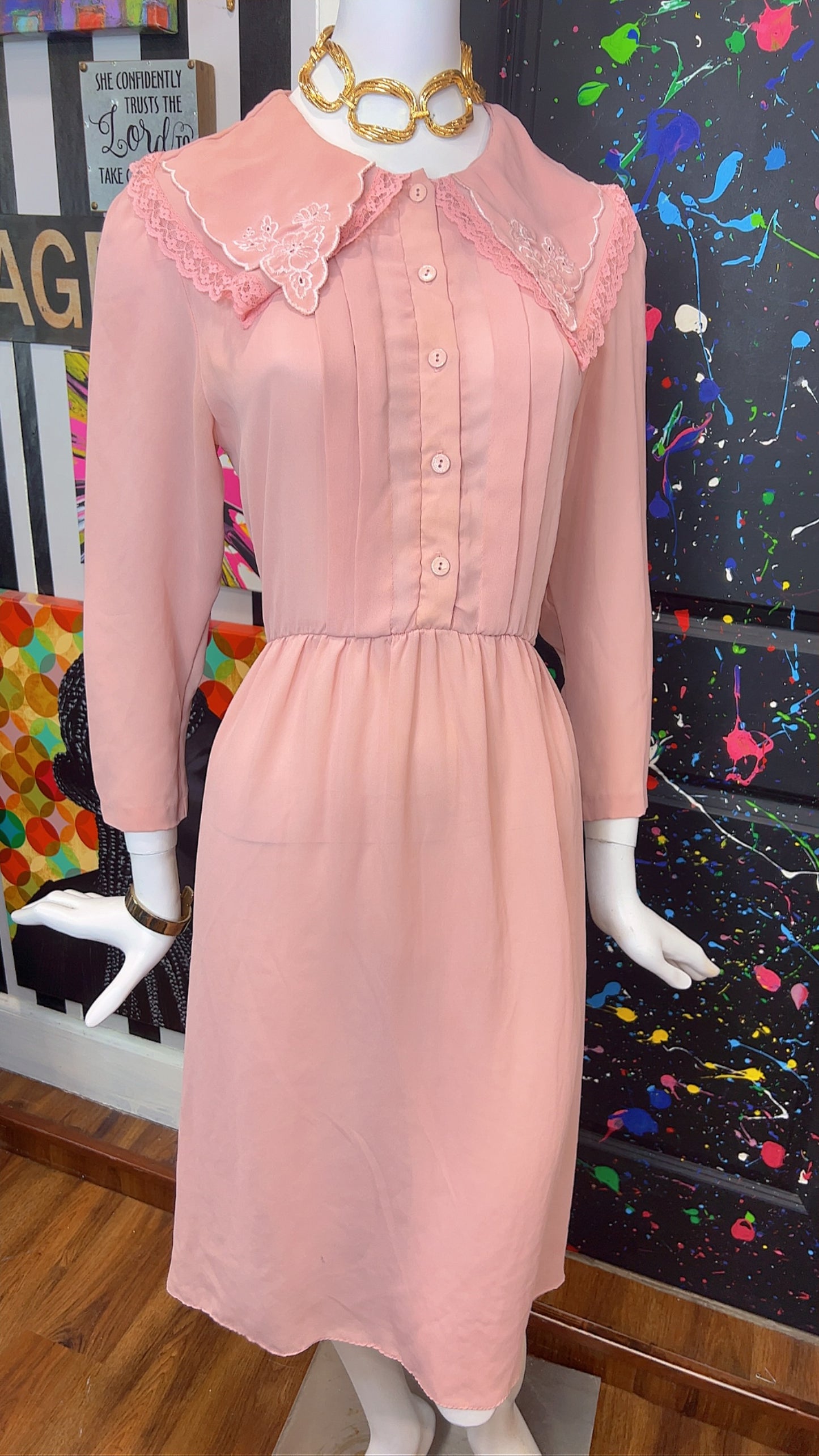Vintage Blush Pink Dress (14)