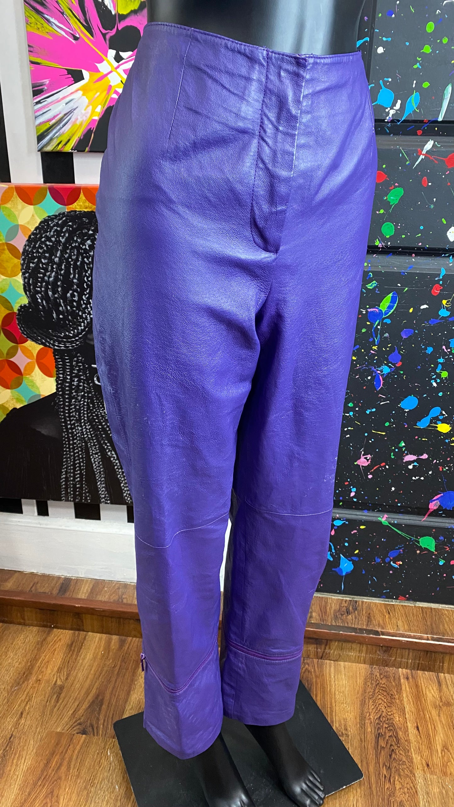 Vintage Genuine Leather Purple Convertible Pants to Capris (12)