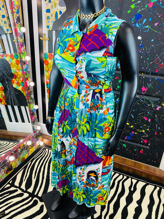 Vintage Carole Little Sleeveless Floral Dress