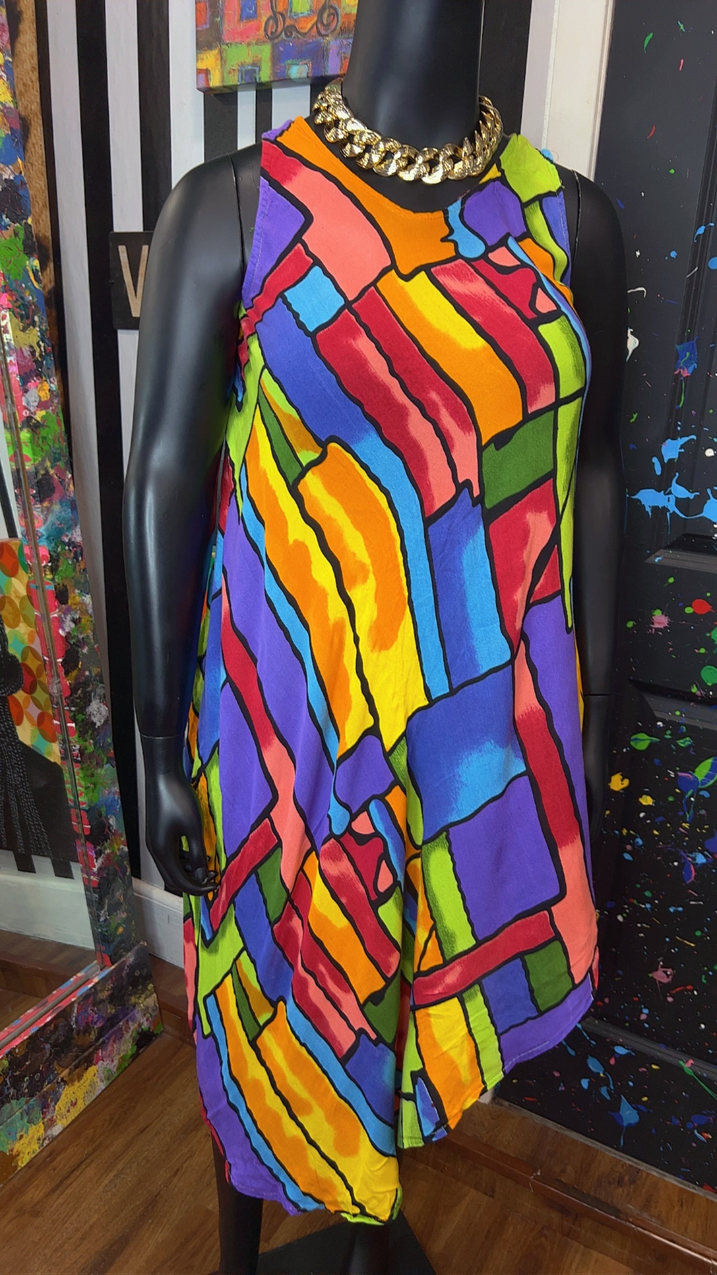 Vintage Rayon Abstact Tunic/Dress (16)