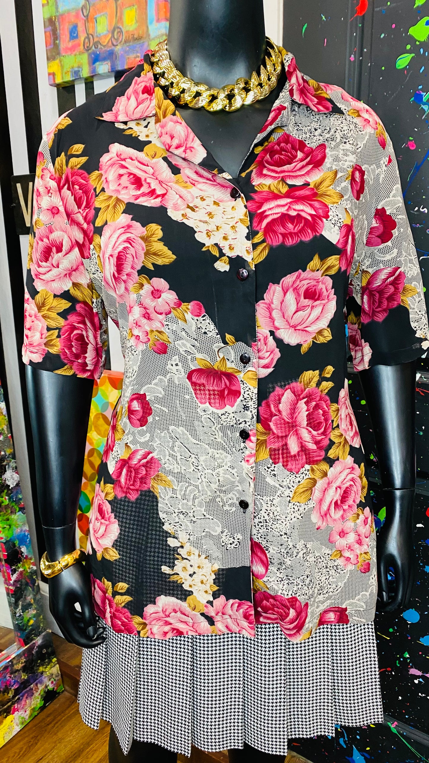 Vintage Sheer Mixprint Blouse (22)