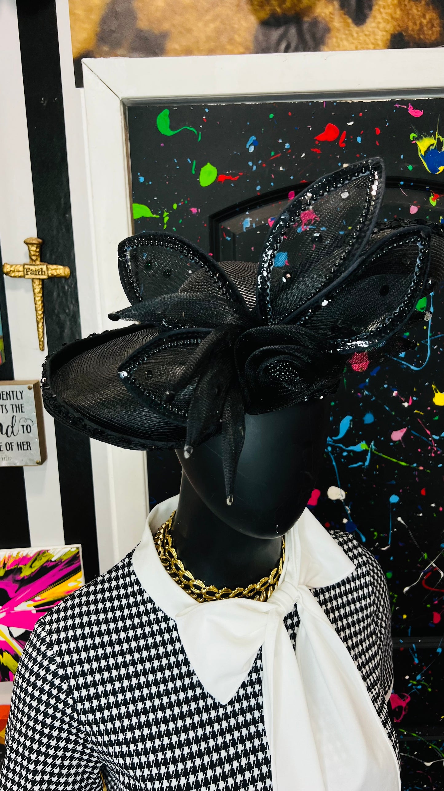 Vintage Sequin Black Hat