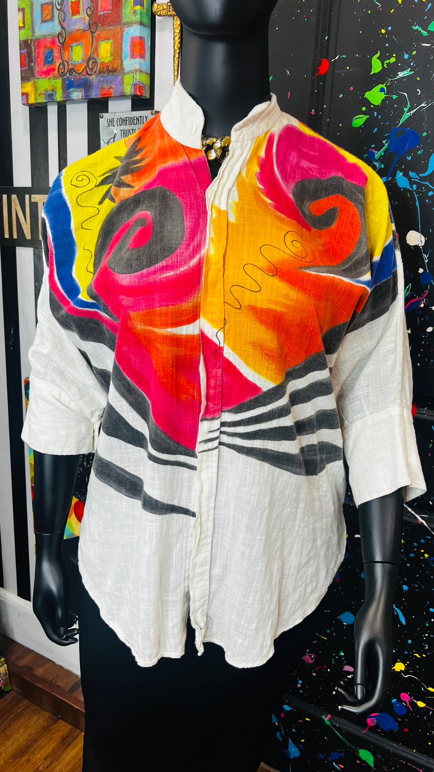 Abstract Print Linen Blouse (16)