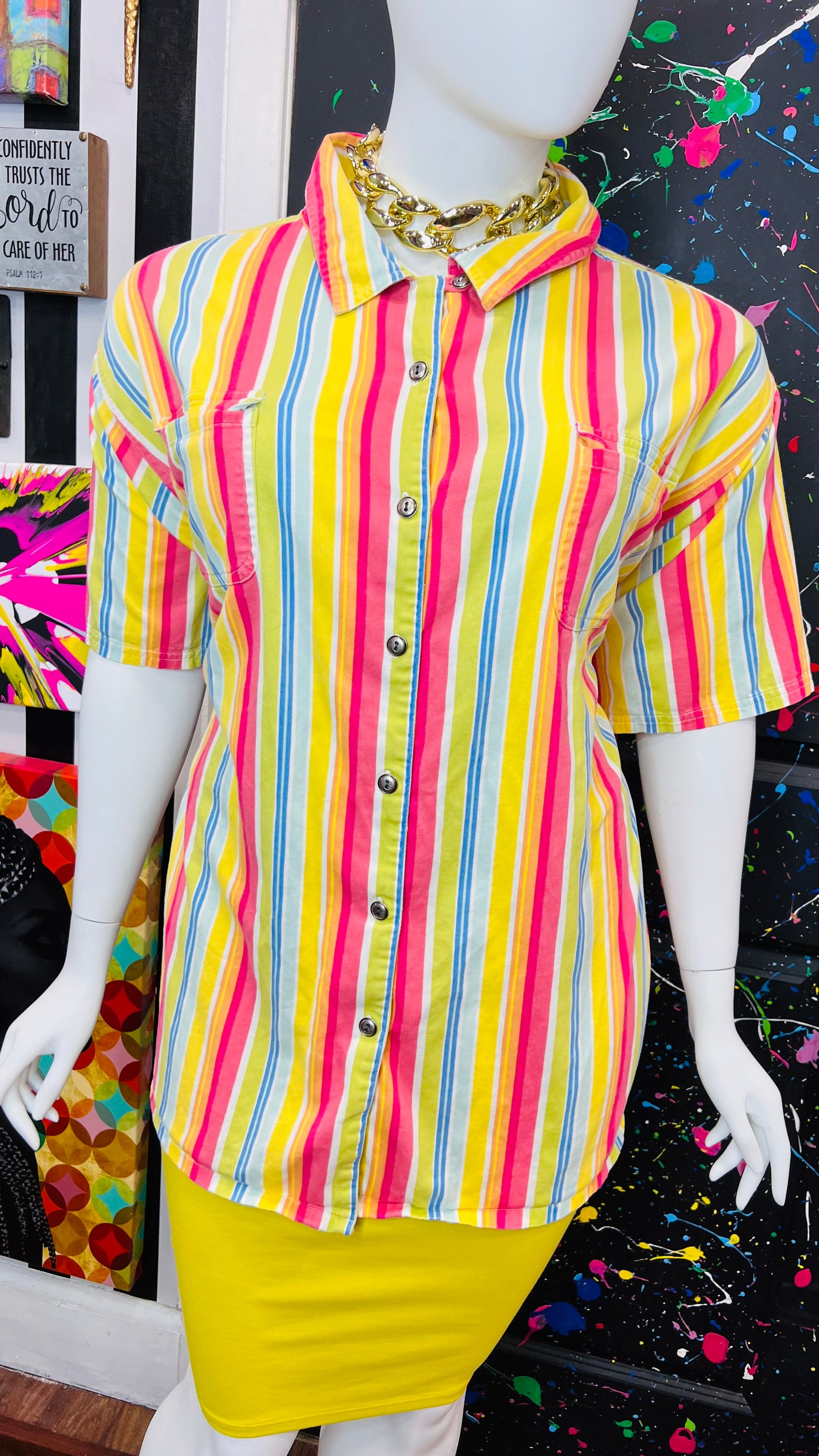 Vintage Denim Striped Blouse (28)