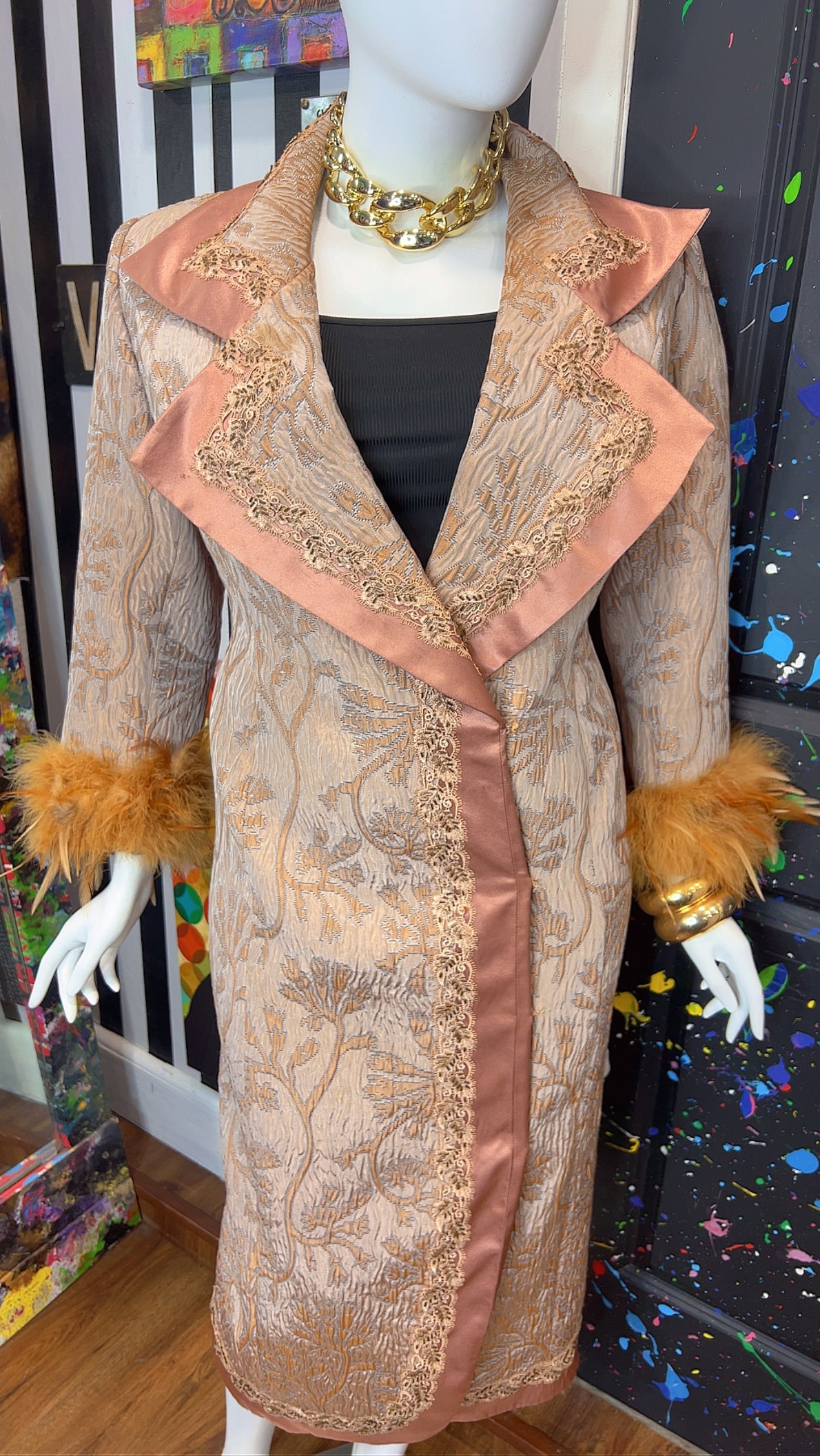 Vintage Long Statement Couture Blazer w/ Faux Fur (16)