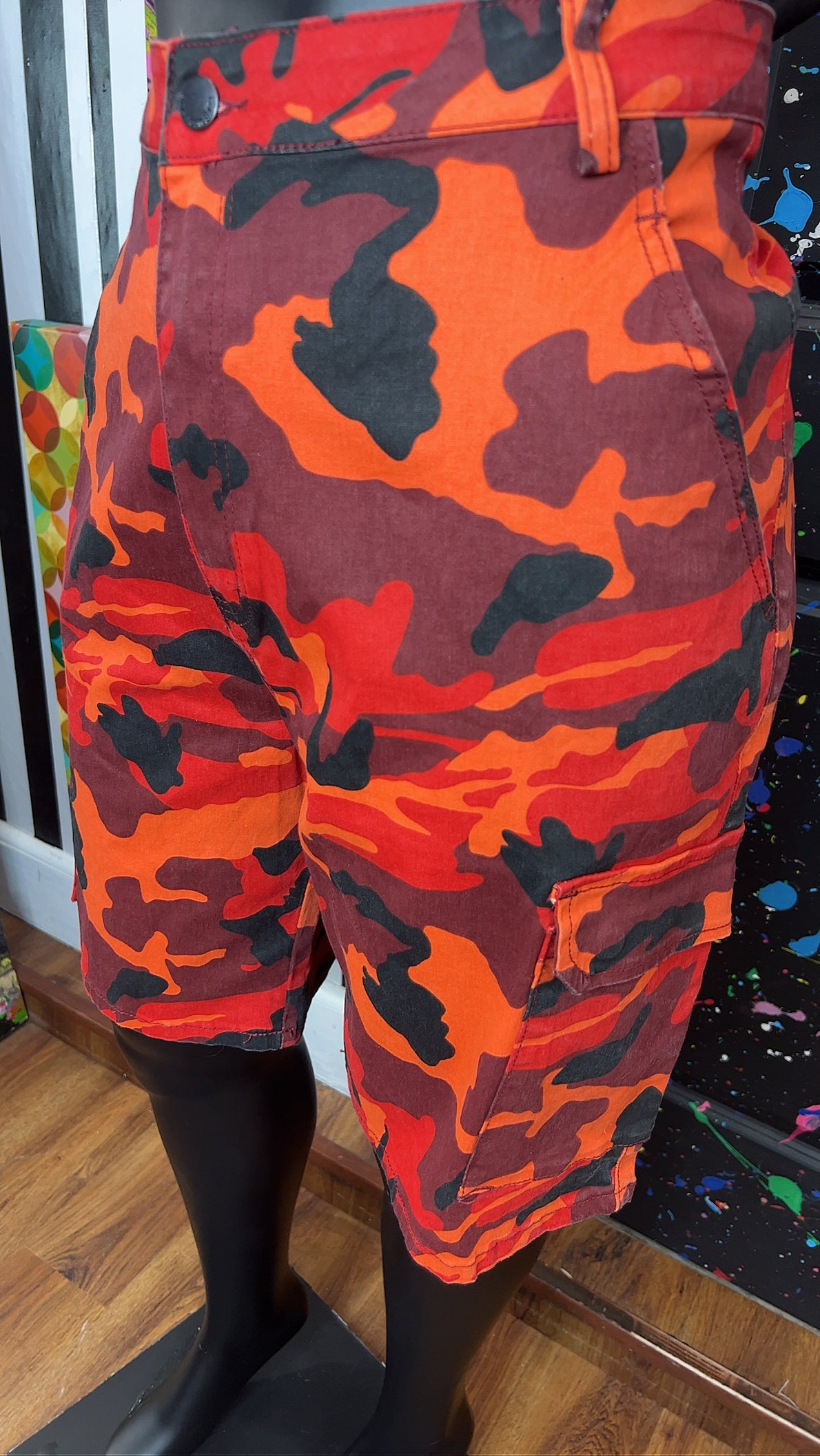 Orange & Red Camo Cargo Shorts - Has Stretch (18)