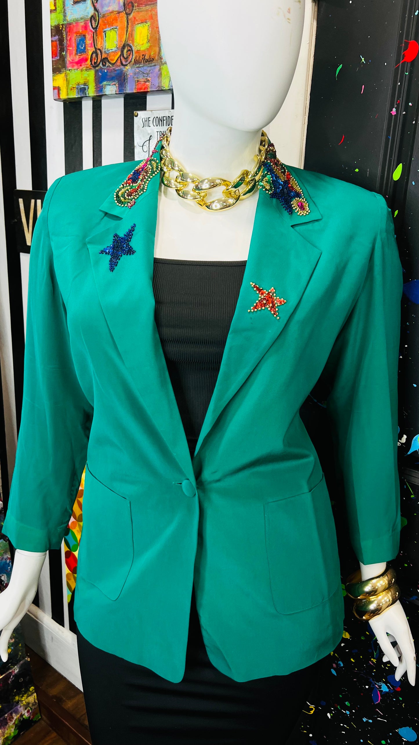 Vintage 100% Silk IB Diffusion Sequin Blazer (14)