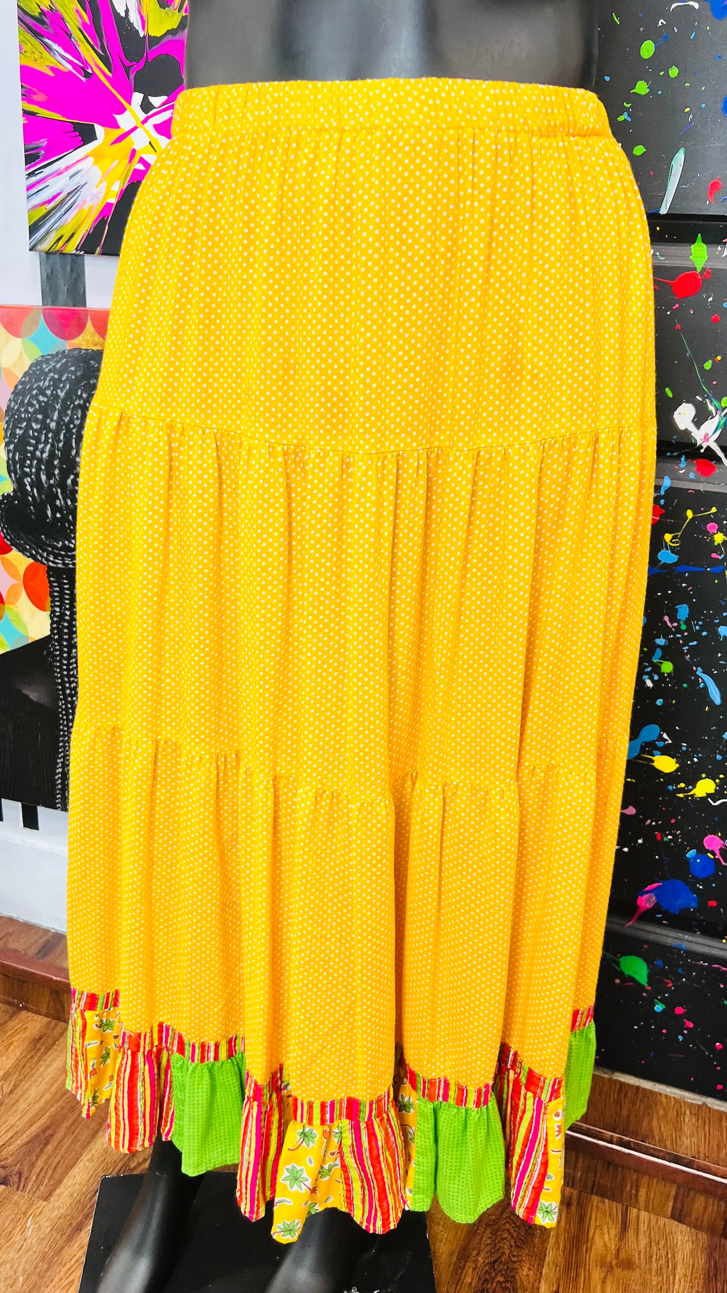 Vintage Rayon Polka Dot Patchwork Skirt (20)