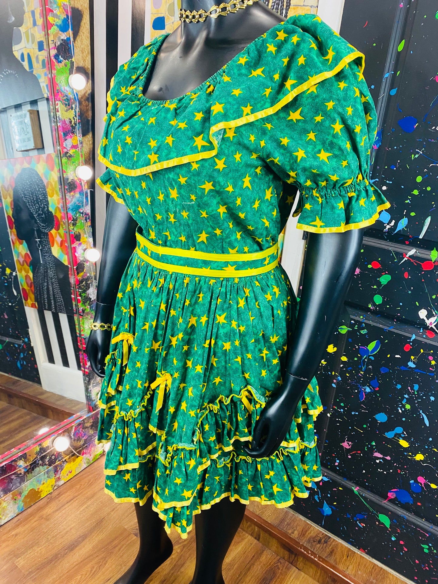 Vintage Green Handmade 3pc Mini Skirt Set