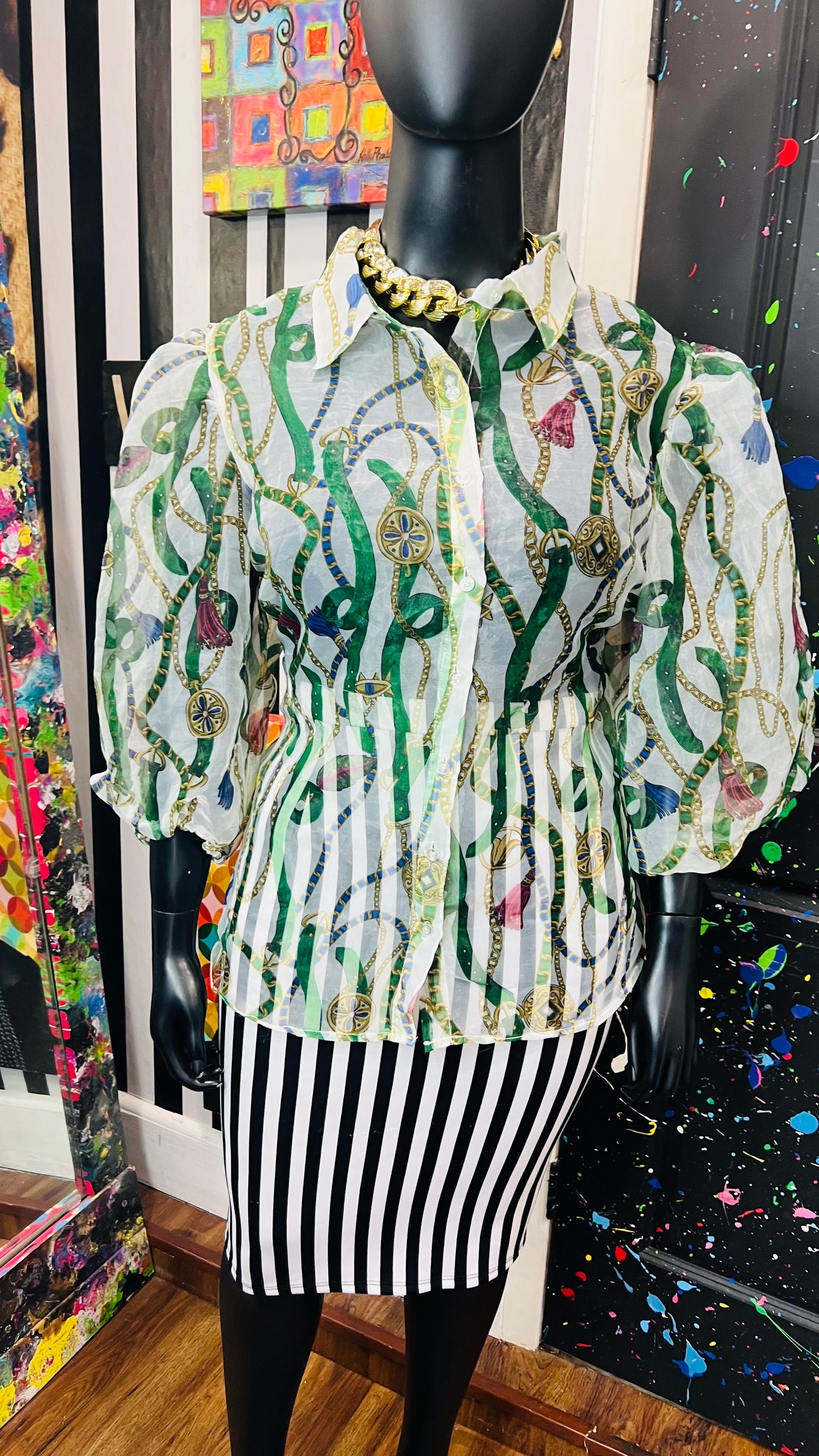 Vintage Inspired Sheer Ashley Stewart Blouse (22)