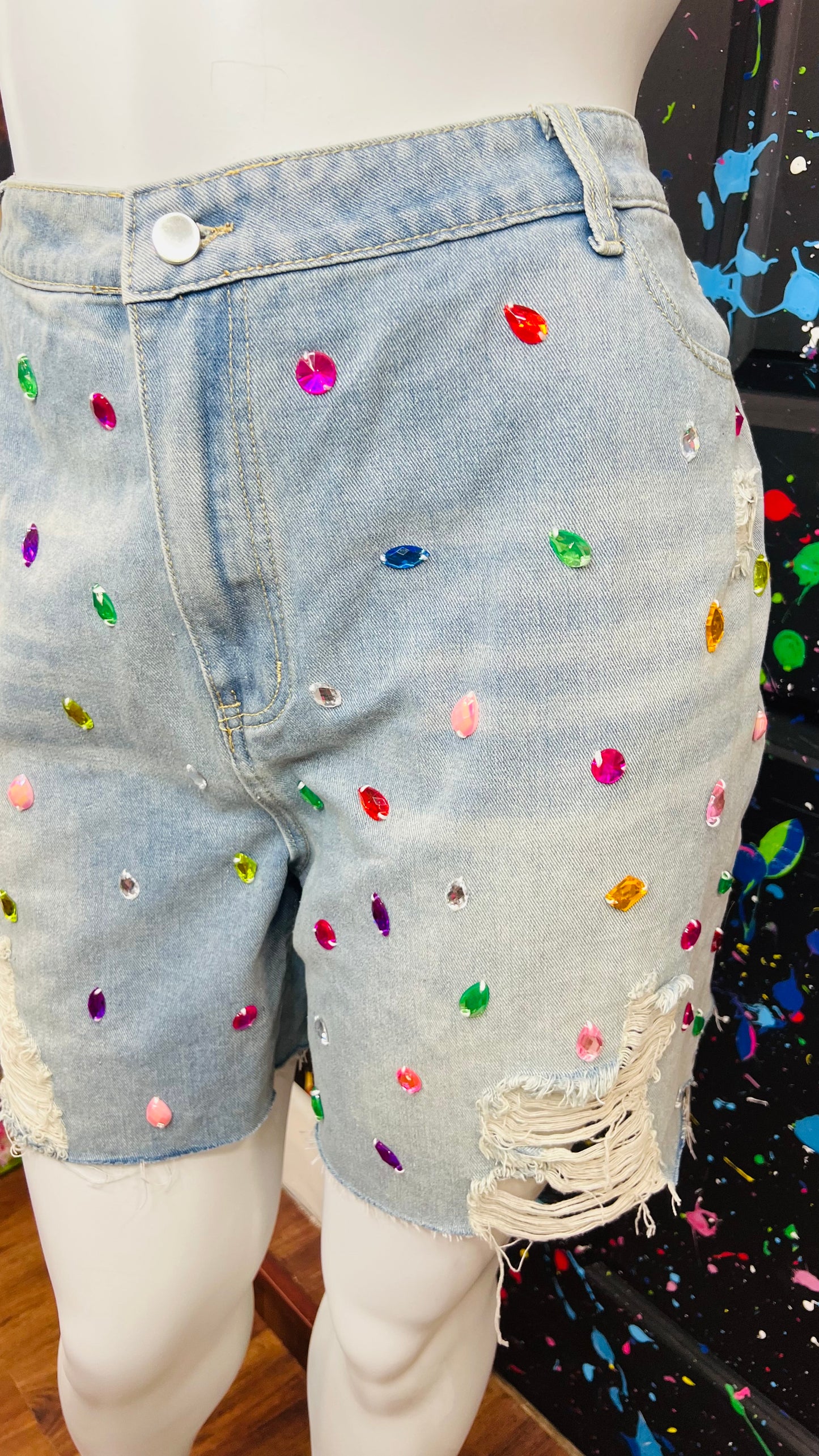 Denim Rhinestone Shorts- New w/Tags (22)
