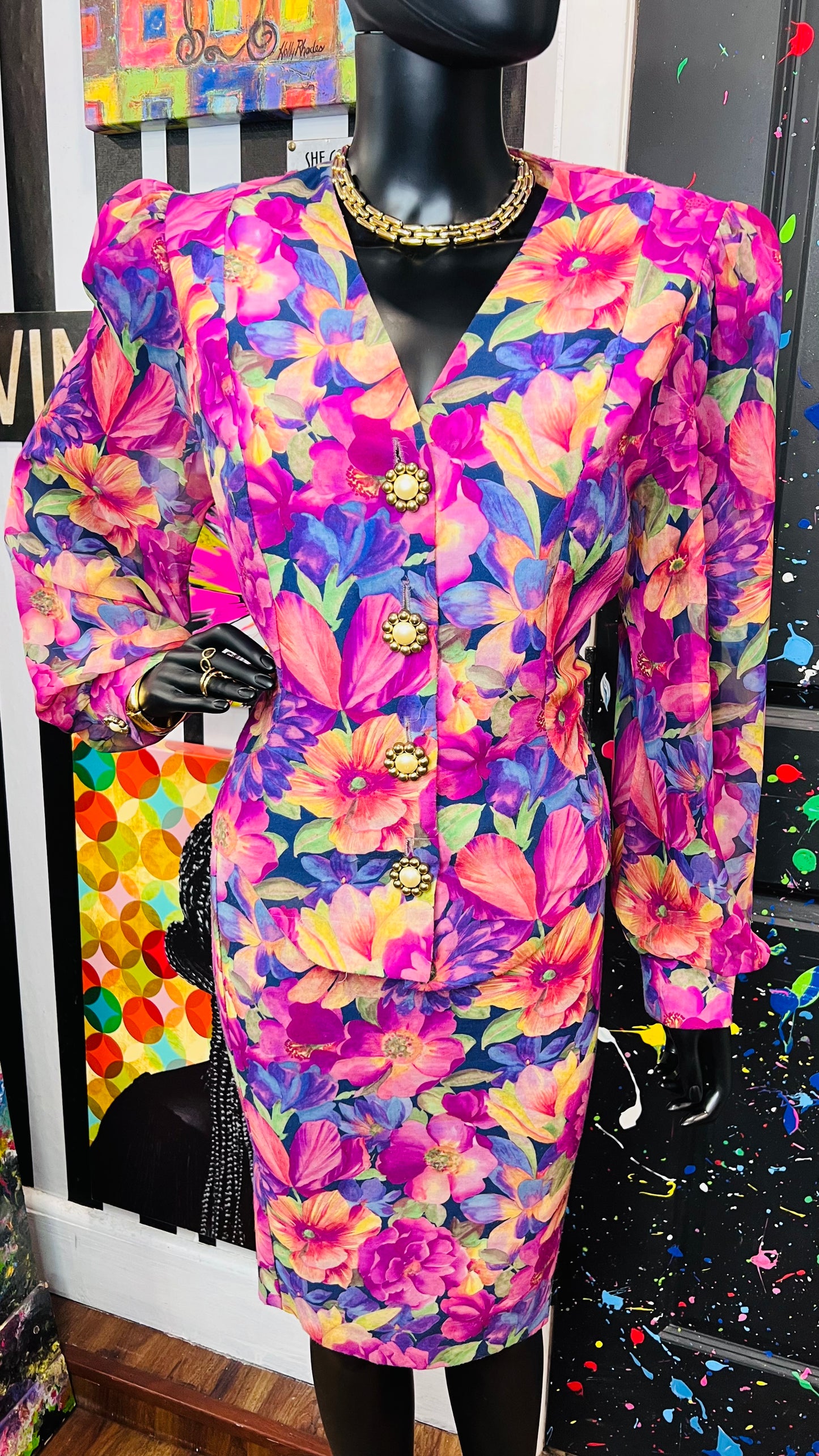 Vintage Sheer Arms Skirt Suit (14)