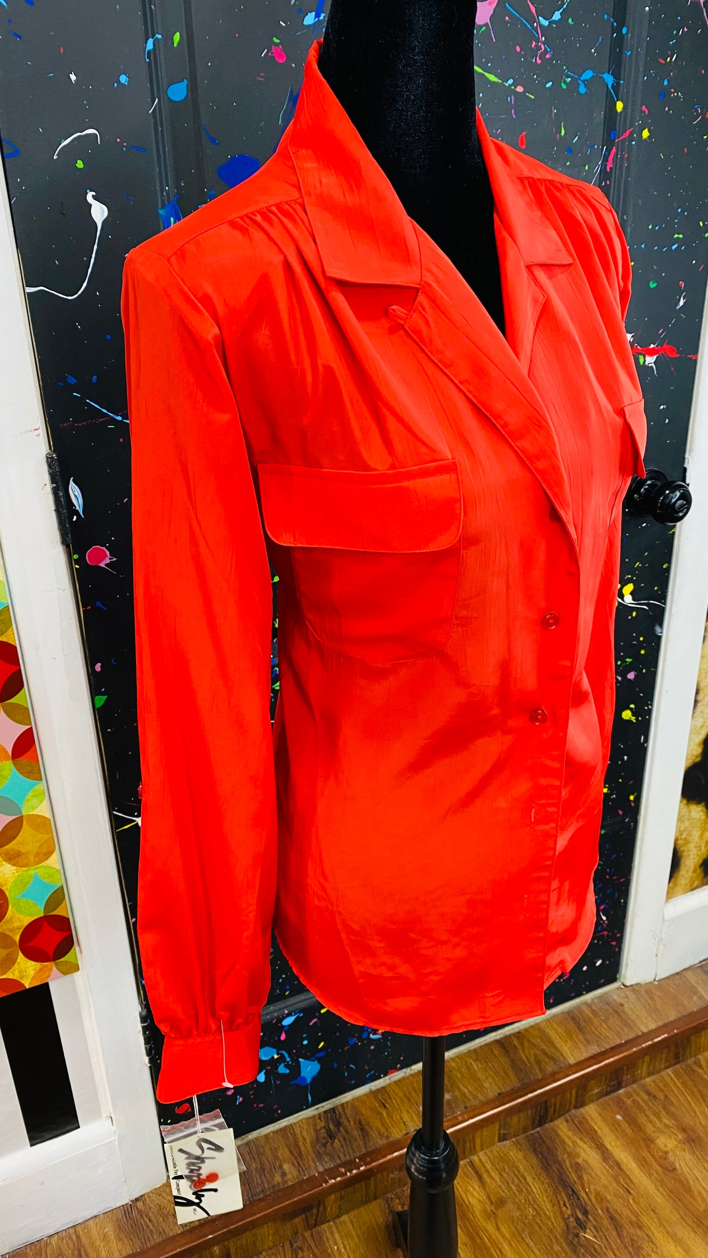 Vintage Long Sleeve Red Blouse