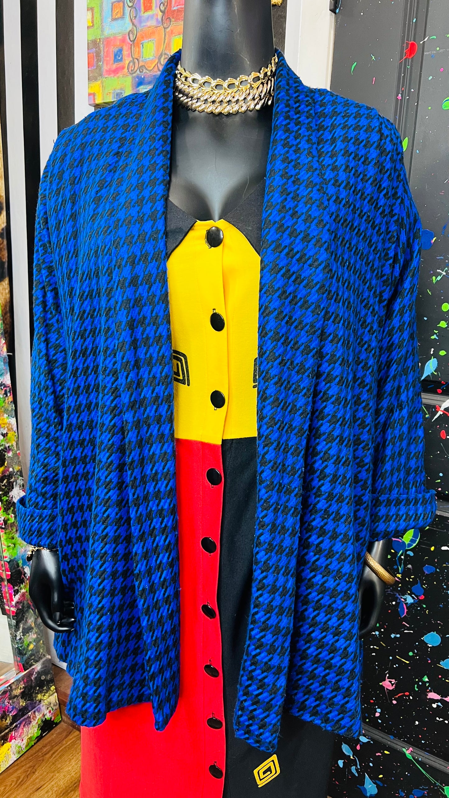 Vintage HoundsTooth Open Swing Coat (22)