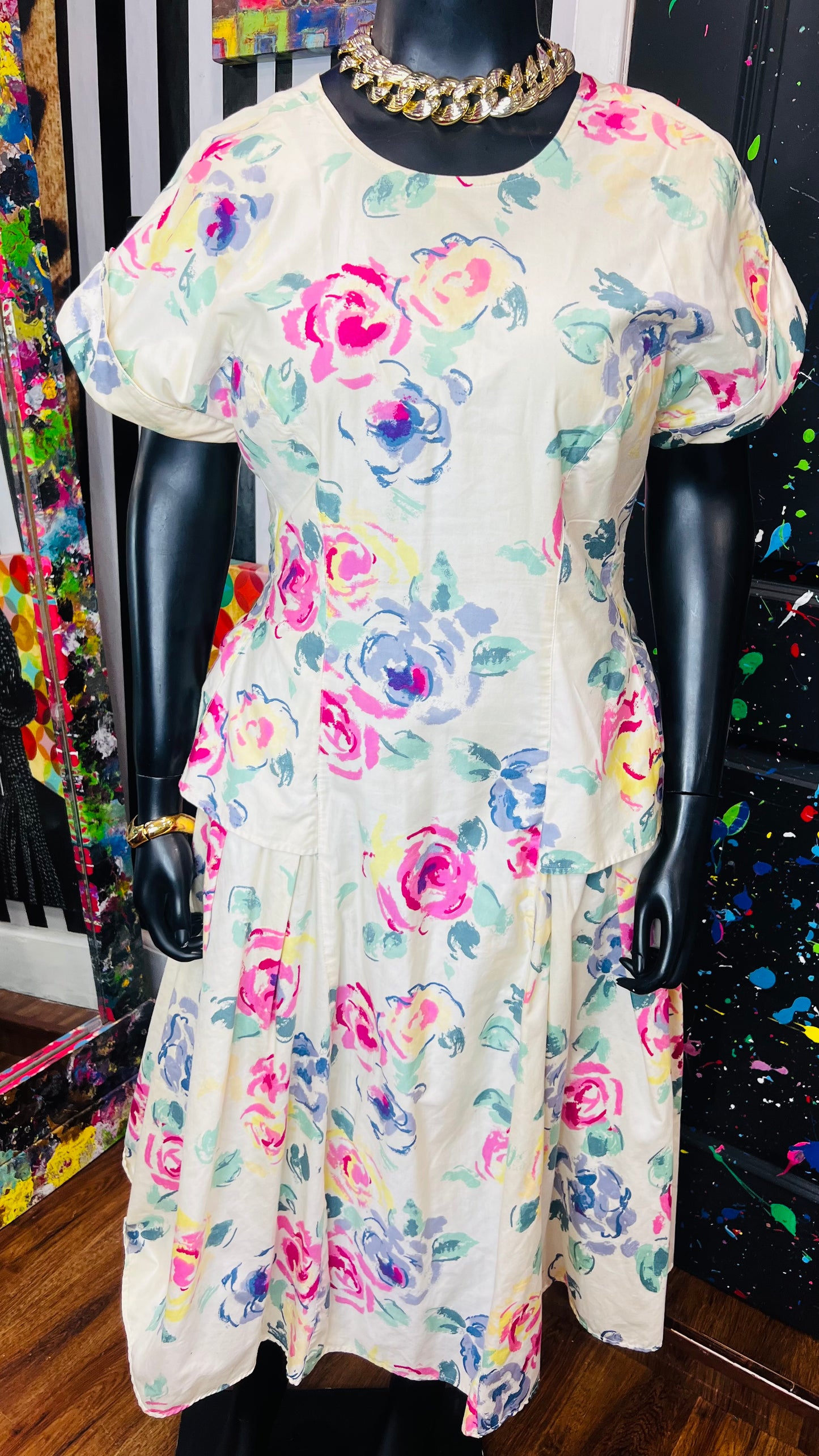 Vintage Floral Print Dress (18W)