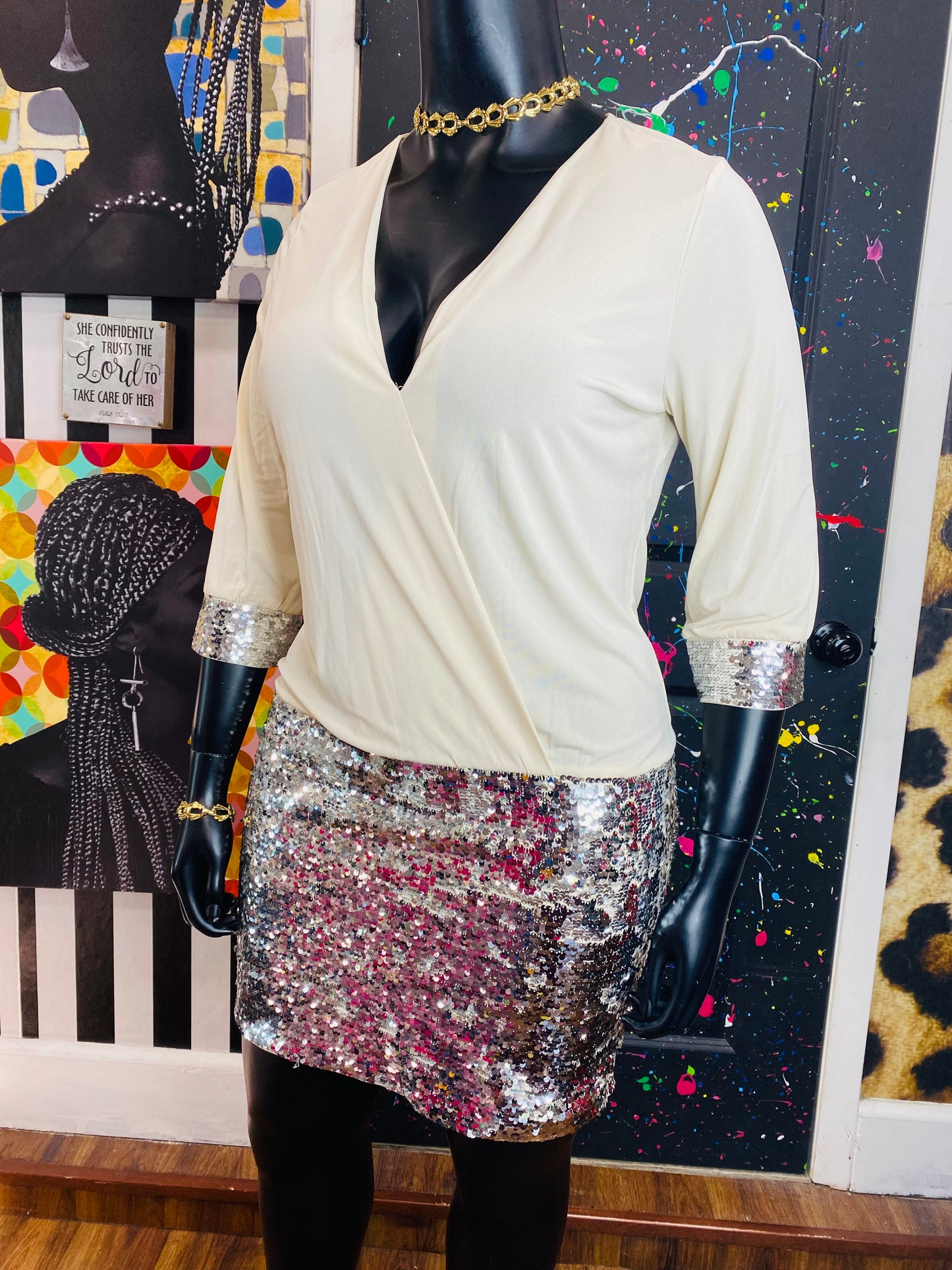 Vintage Venus Sequin Mini Dress