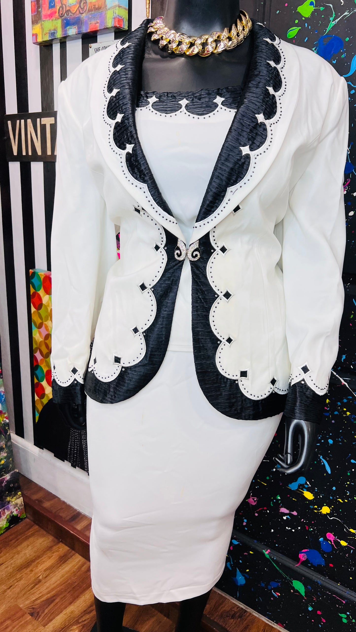 Vintage Black & White Skirt Set (22)
