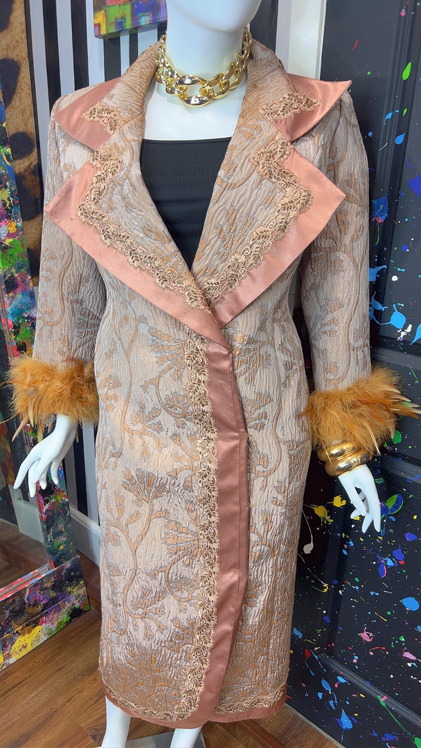 Vintage Long Statement Couture Blazer w/ Faux Fur (16)