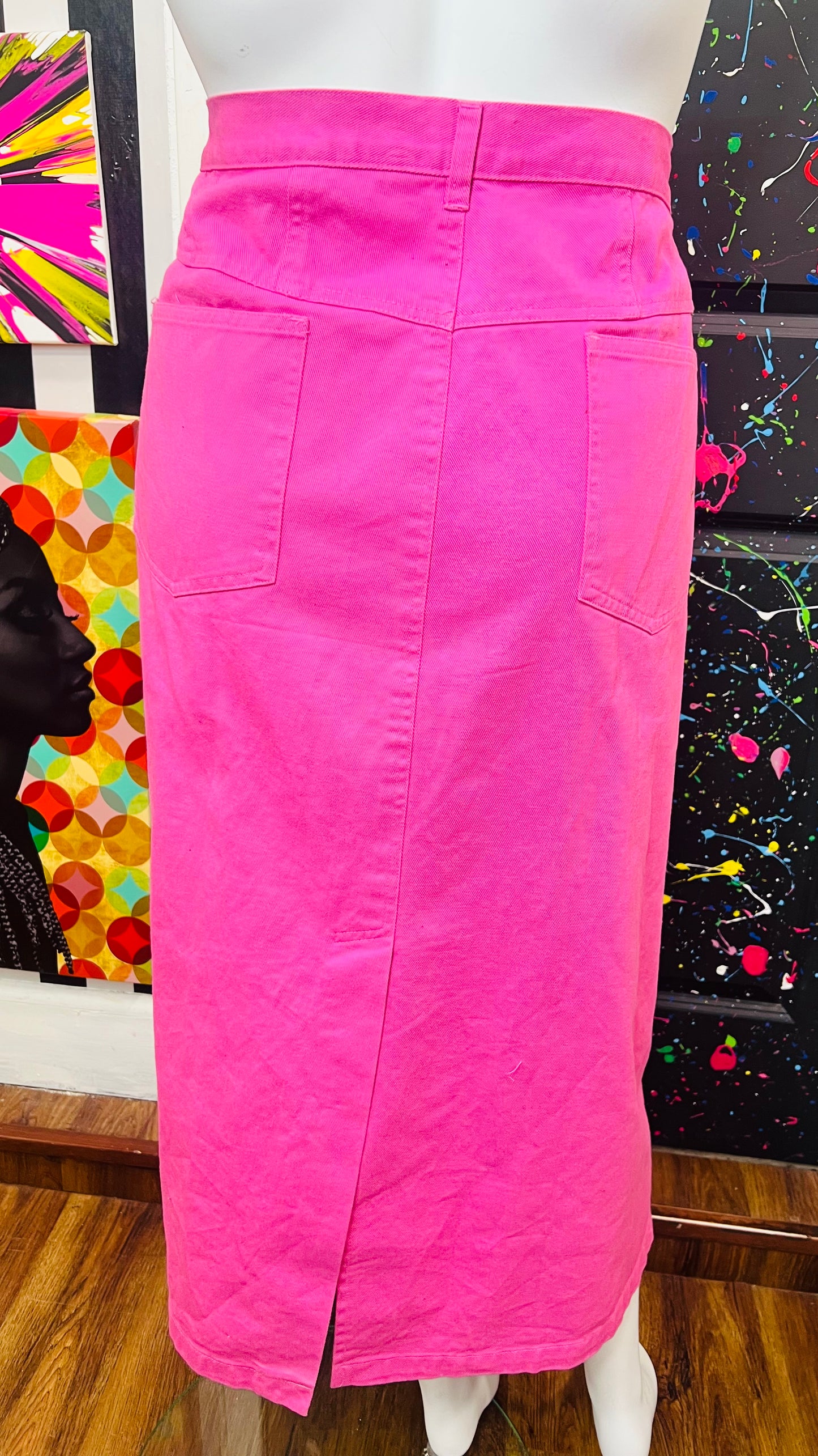Vintage Denim Pink Skirt (28W)