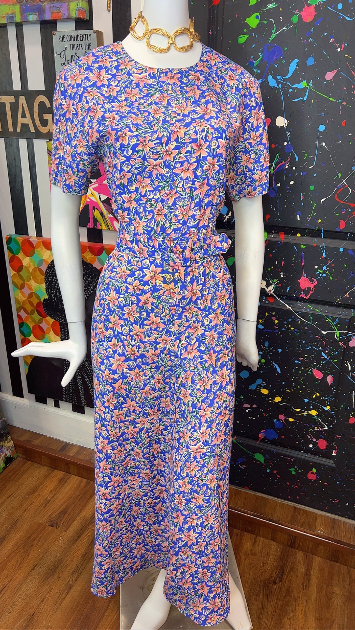 Vintage Floral Dress w/ Belt (14)