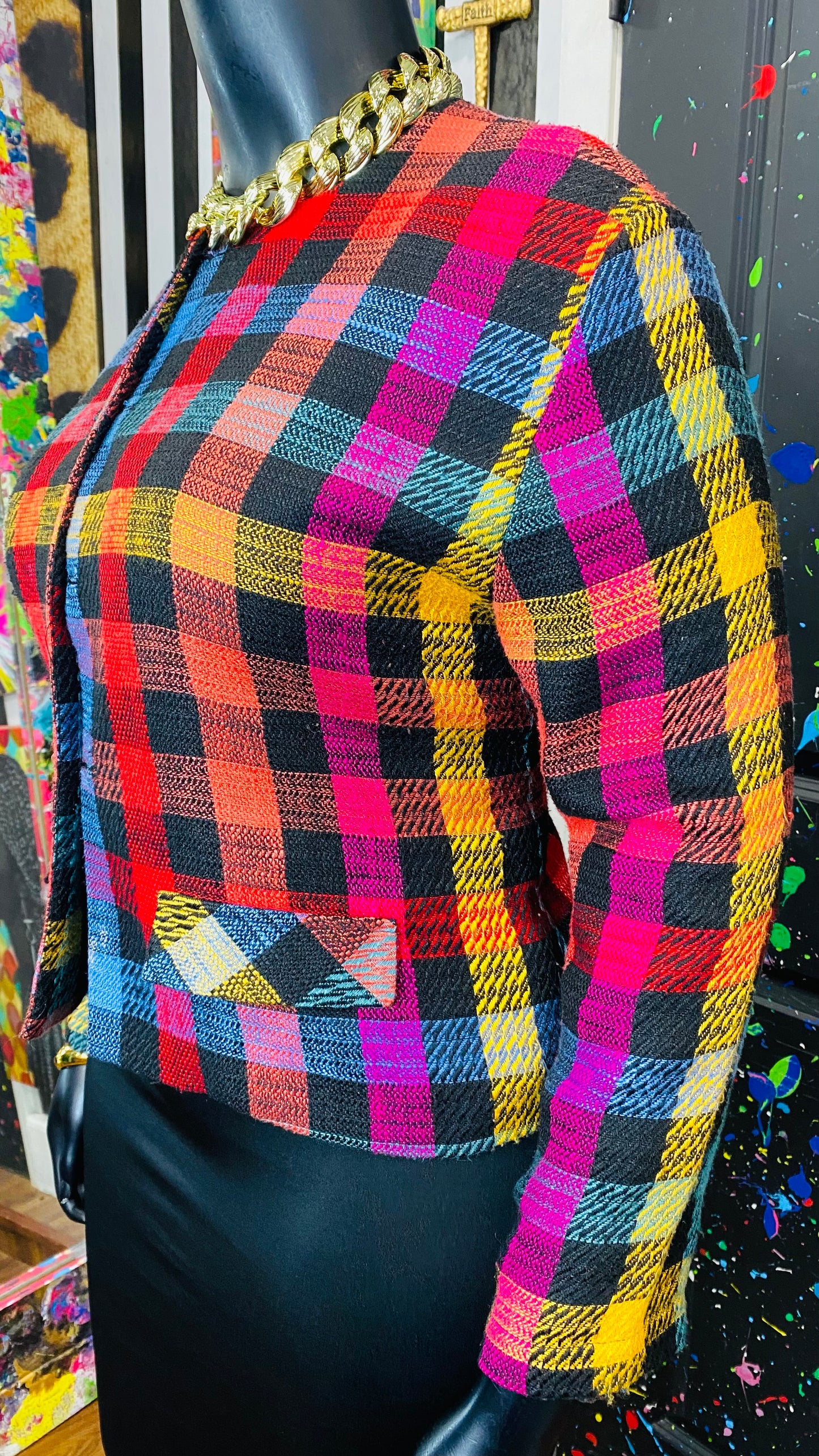 Vintage Carole Little Rainbow Box Cropped Blazer (14)