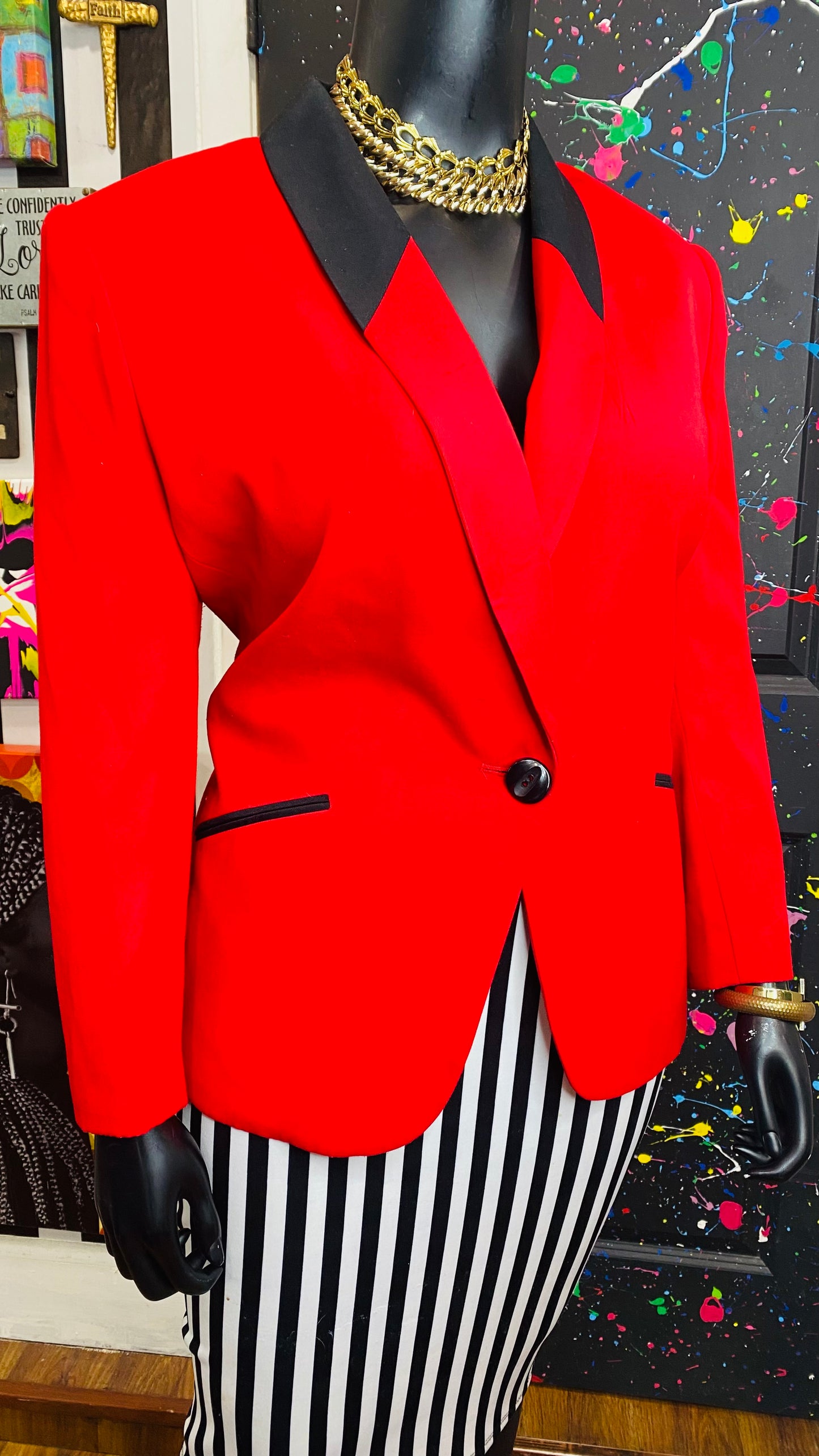 Vintage Red & Black Blazer (20)