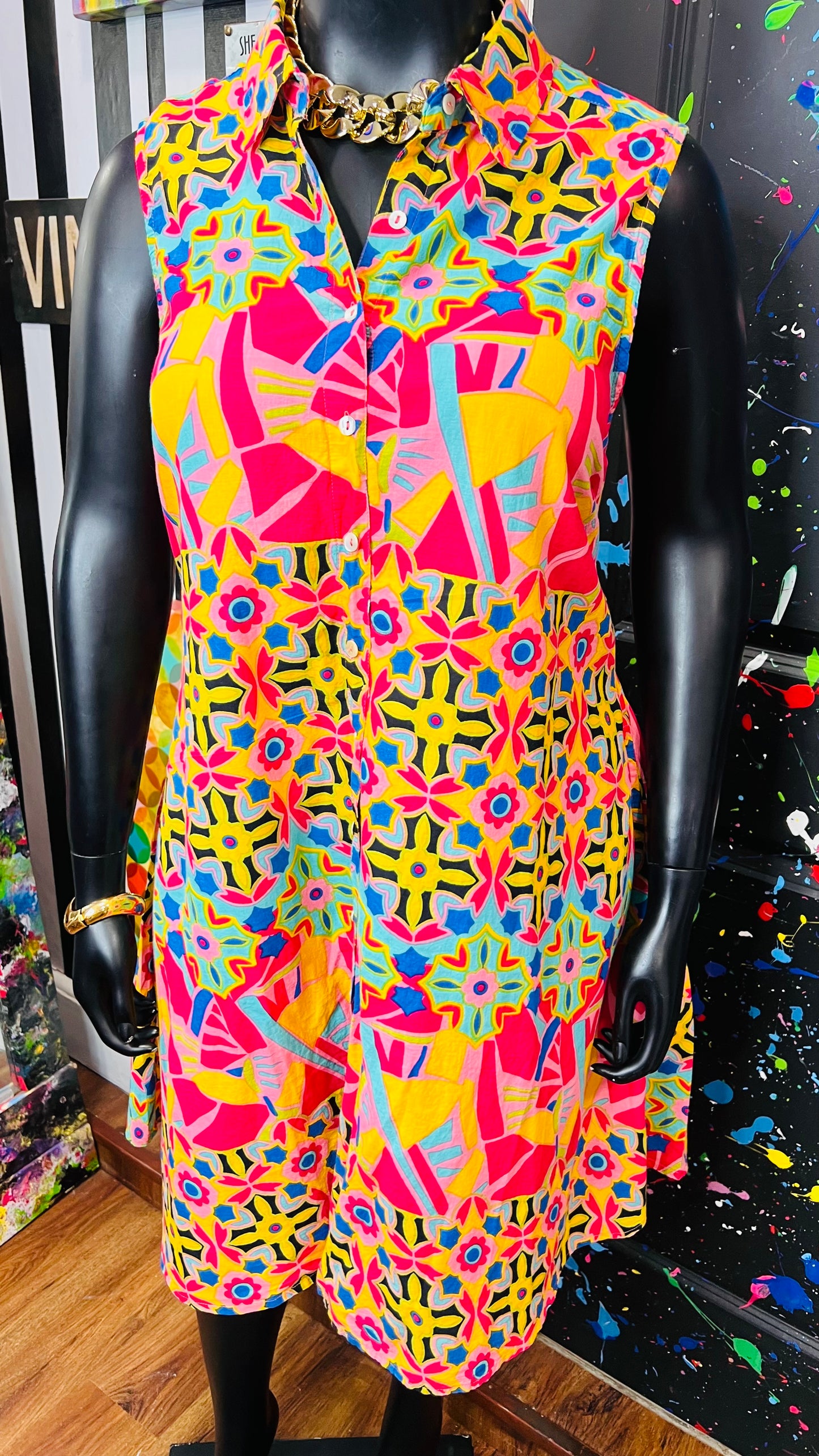 Rayon Abstract Print Dress (18)