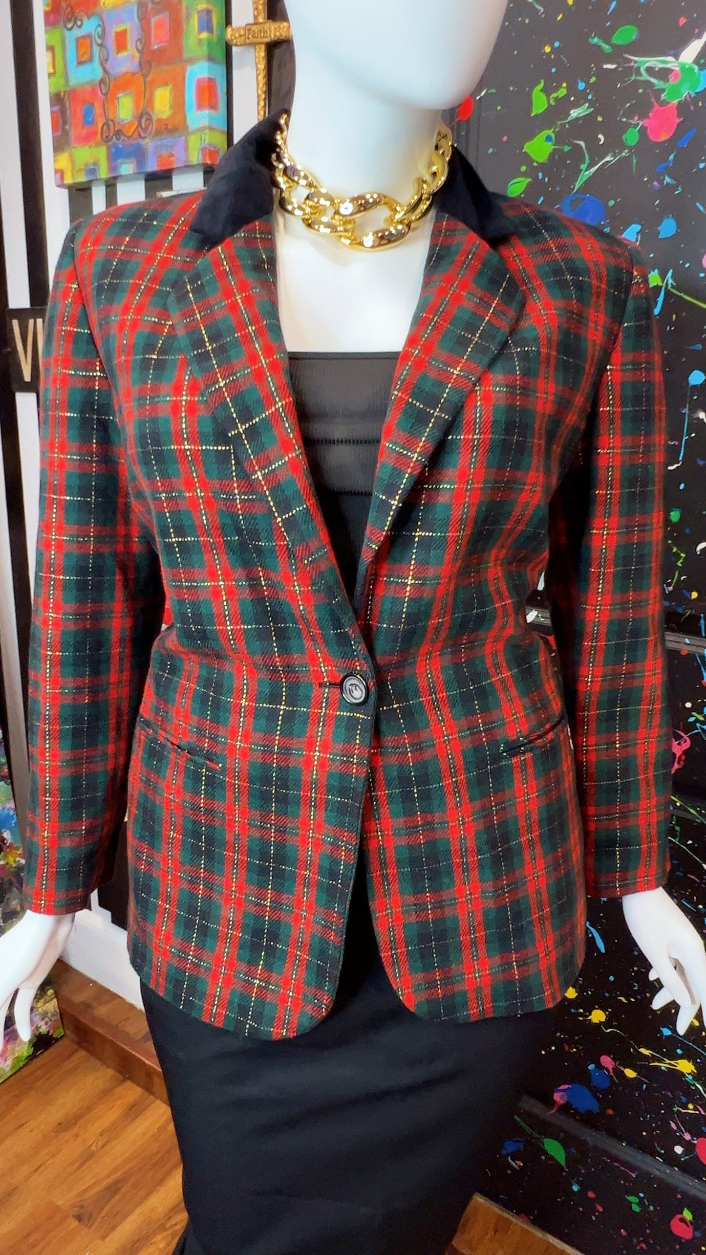 Vintage Plaid Wool Blazer (18)