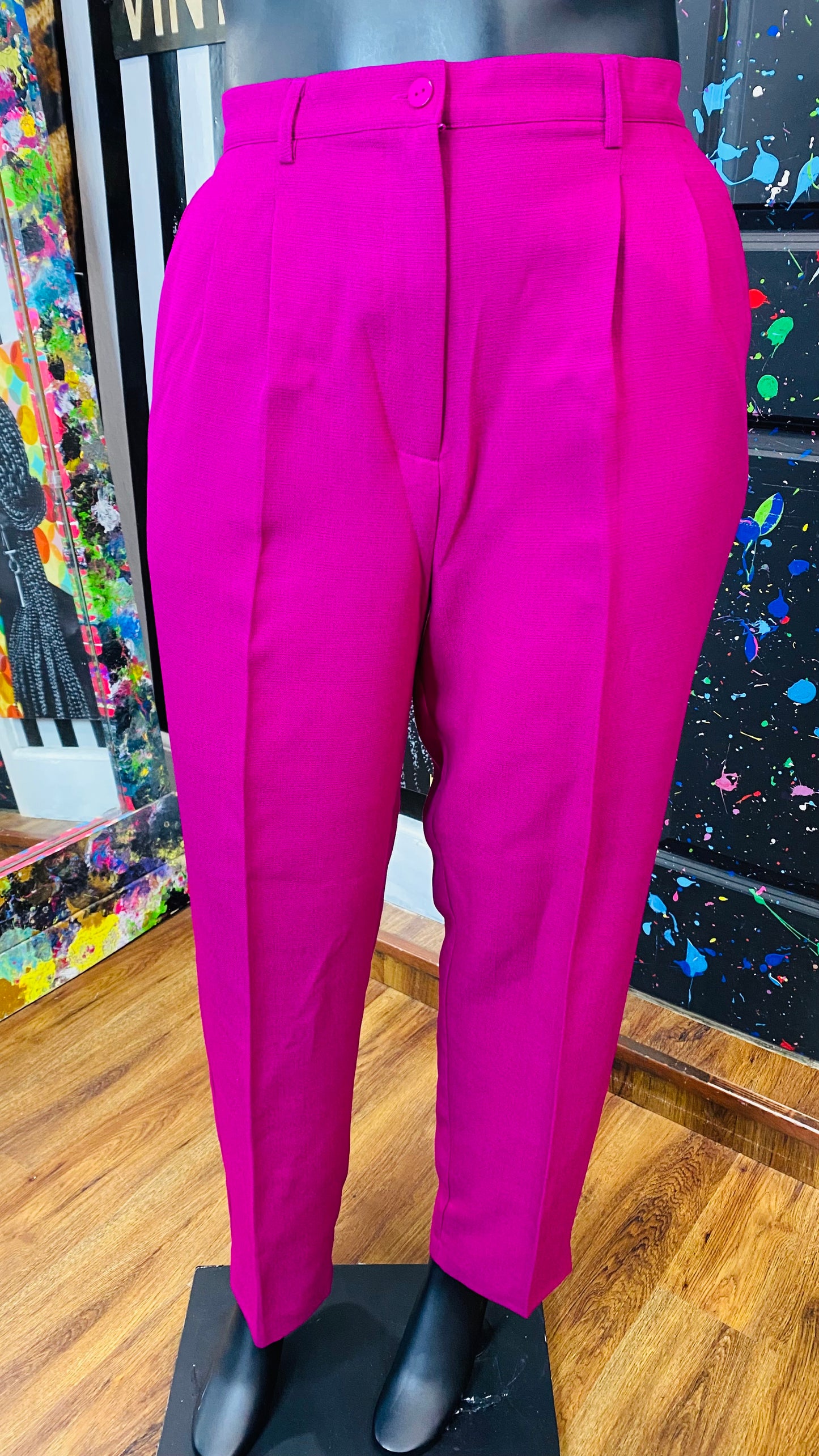 Vintage Solid Pink Pants Suit (18)