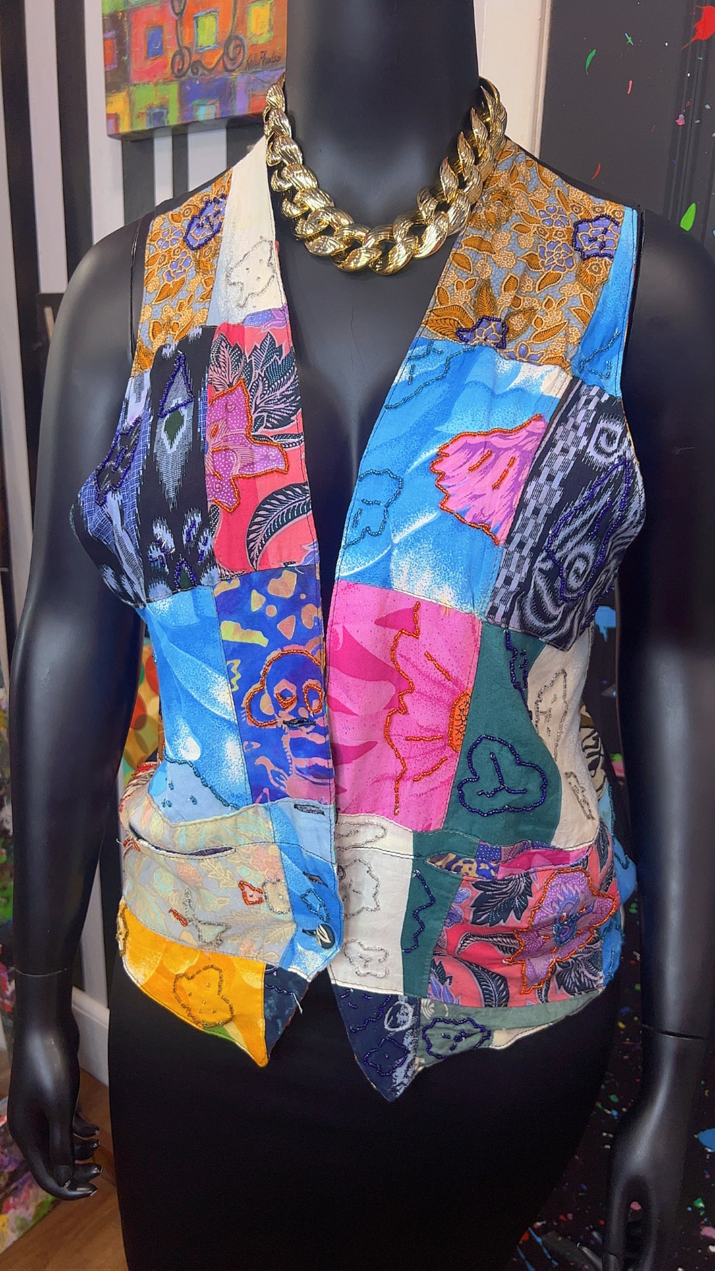 Vintage Reversible Rayon Vest (14)